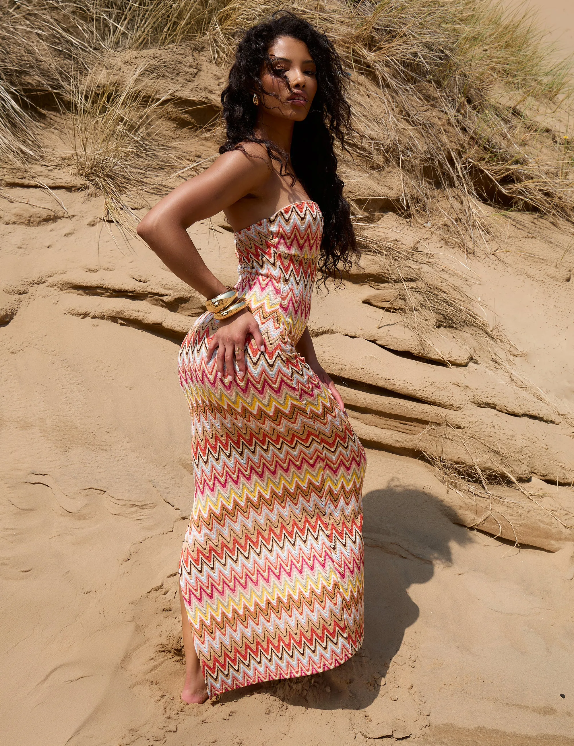 Bandeau Starfish Detail Midi Dress Zigzag Print Multi sold by Public Desire product image thumbnail 3