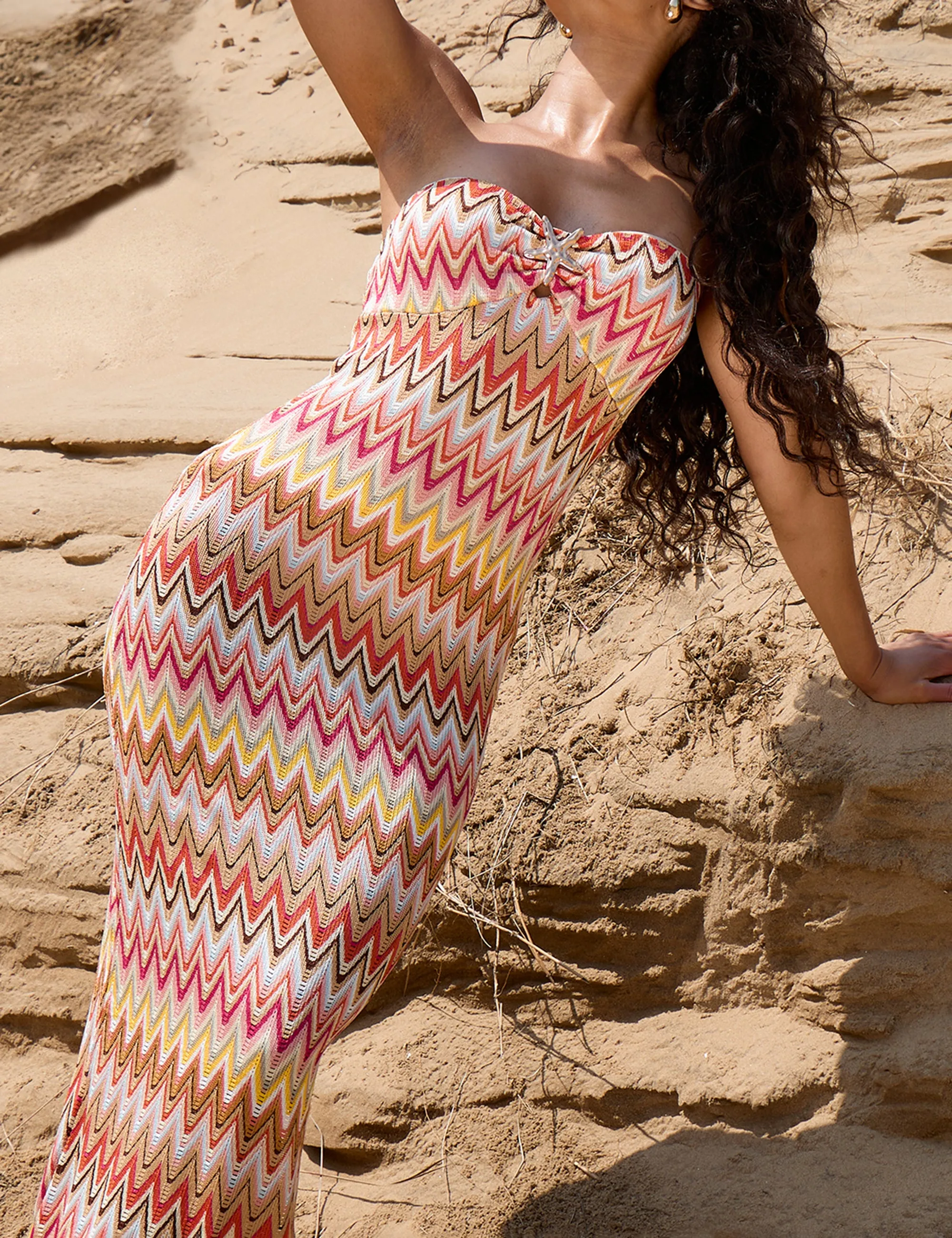 Bandeau Starfish Detail Midi Dress Zigzag Print Multi sold by Public Desire product image thumbnail 4