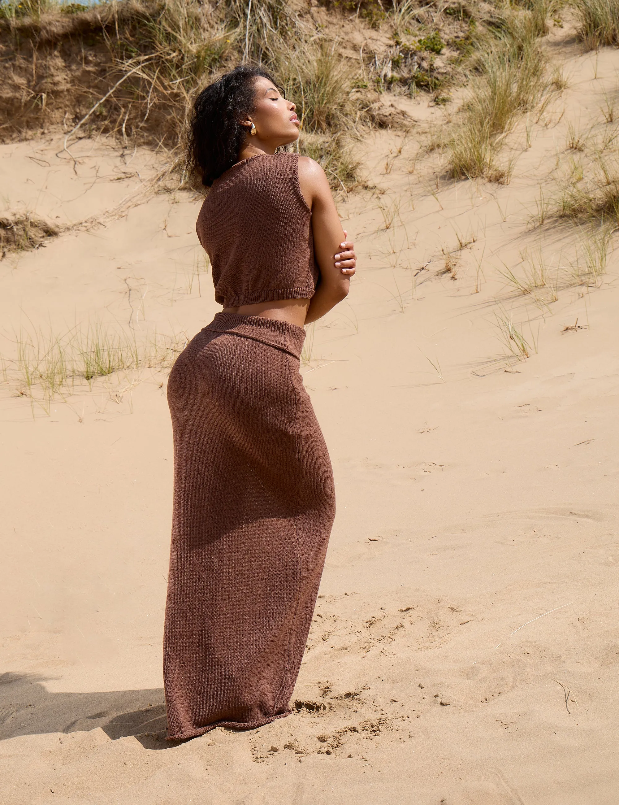 Wrap Fine Knit Crop Top Brown sold by Public Desire product image thumbnail 5