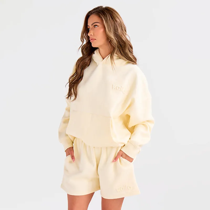 Kaiia Embossed Logo Oversized Hoodie Lemon sold by Public Desire