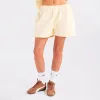 Kaiia Embossed Logo Sweat Shorts Lemon sold by Public Desire