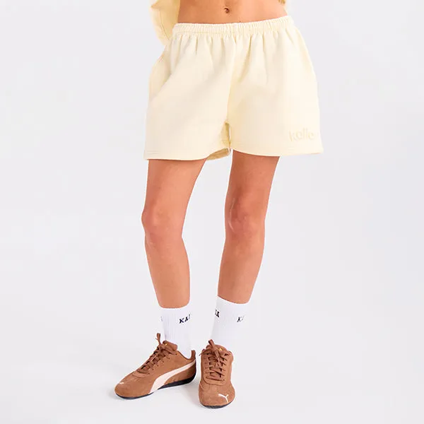 Kaiia Embossed Logo Sweat Shorts Lemon sold by Public Desire product image thumbnail 3