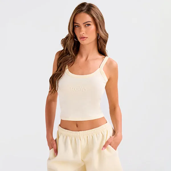 Kaiia Embossed Logo Cami Top Lemon sold by Public Desire product image thumbnail 3