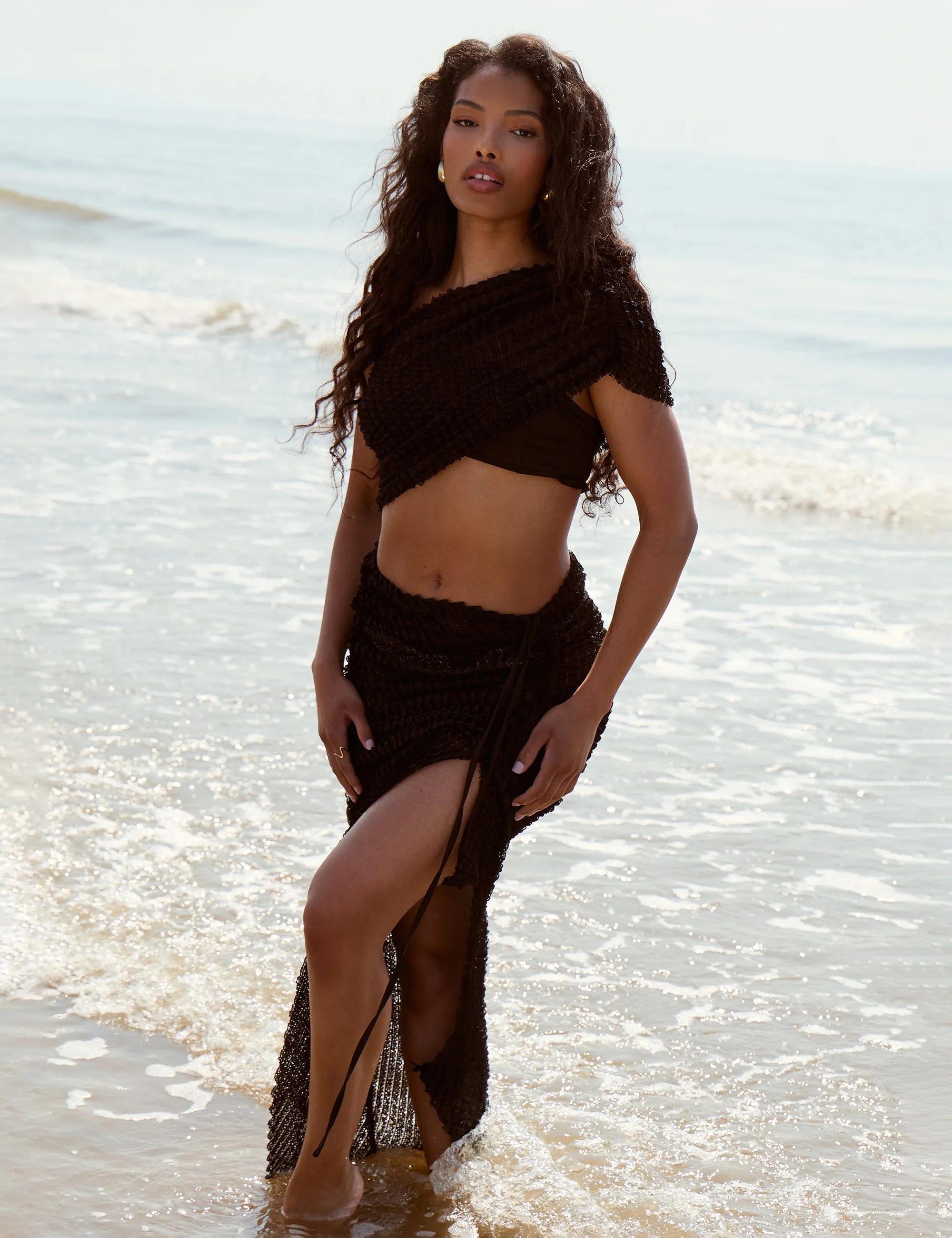 Asymmetric Ruched Maxi Skirt Black sold by Public Desire product image thumbnail 5