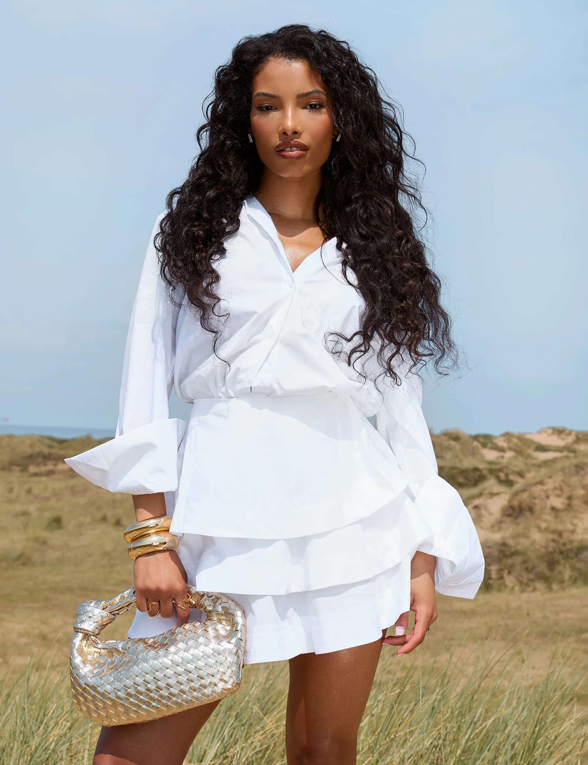 Long Sleeve Collared Shirt White sold by Public Desire