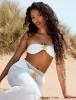 Three Piece Starfish Thong Bikini & Maxi Skirt Set White sold by Public Desire