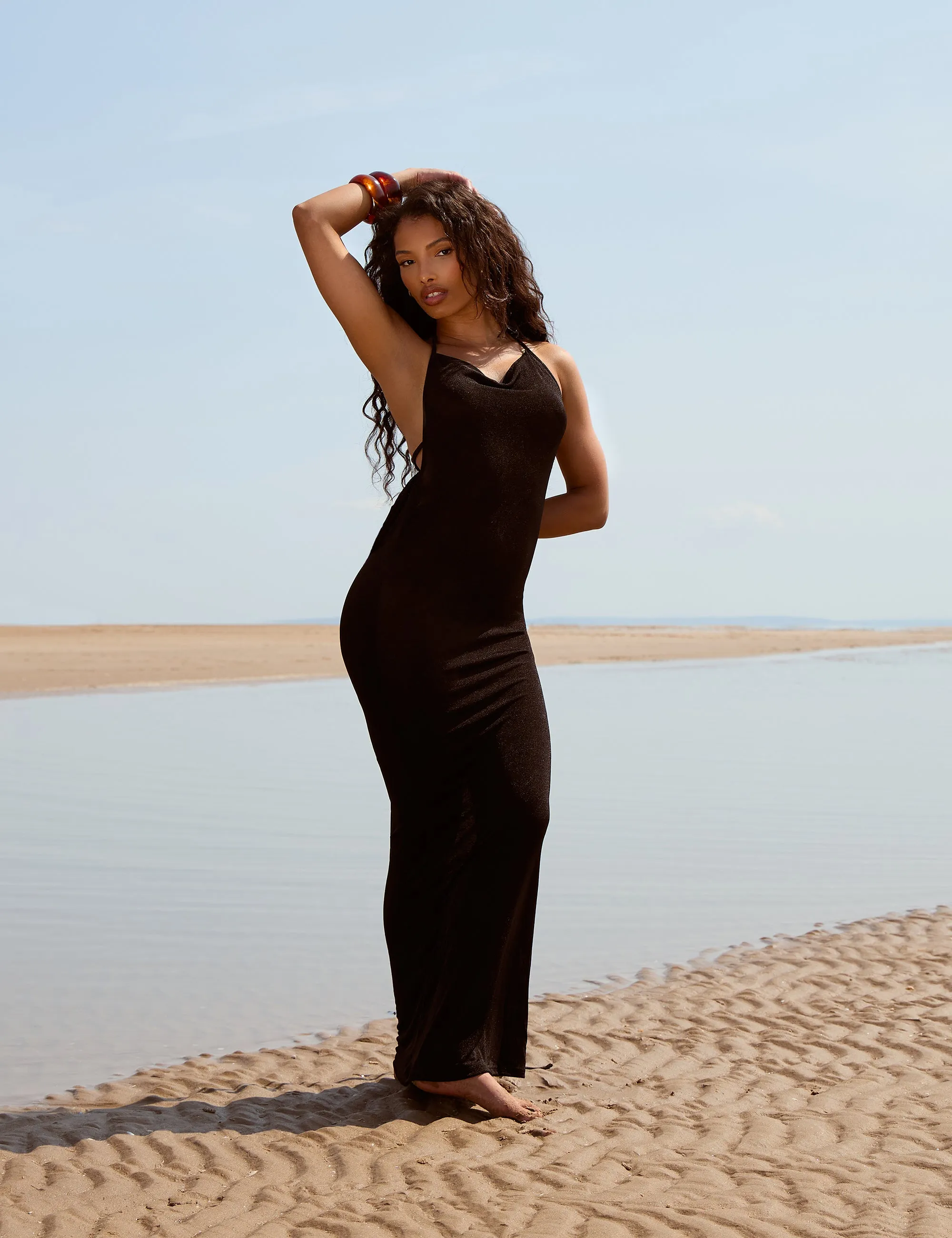 Low Open Back Maxi Dress Black sold by Public Desire product image thumbnail 2