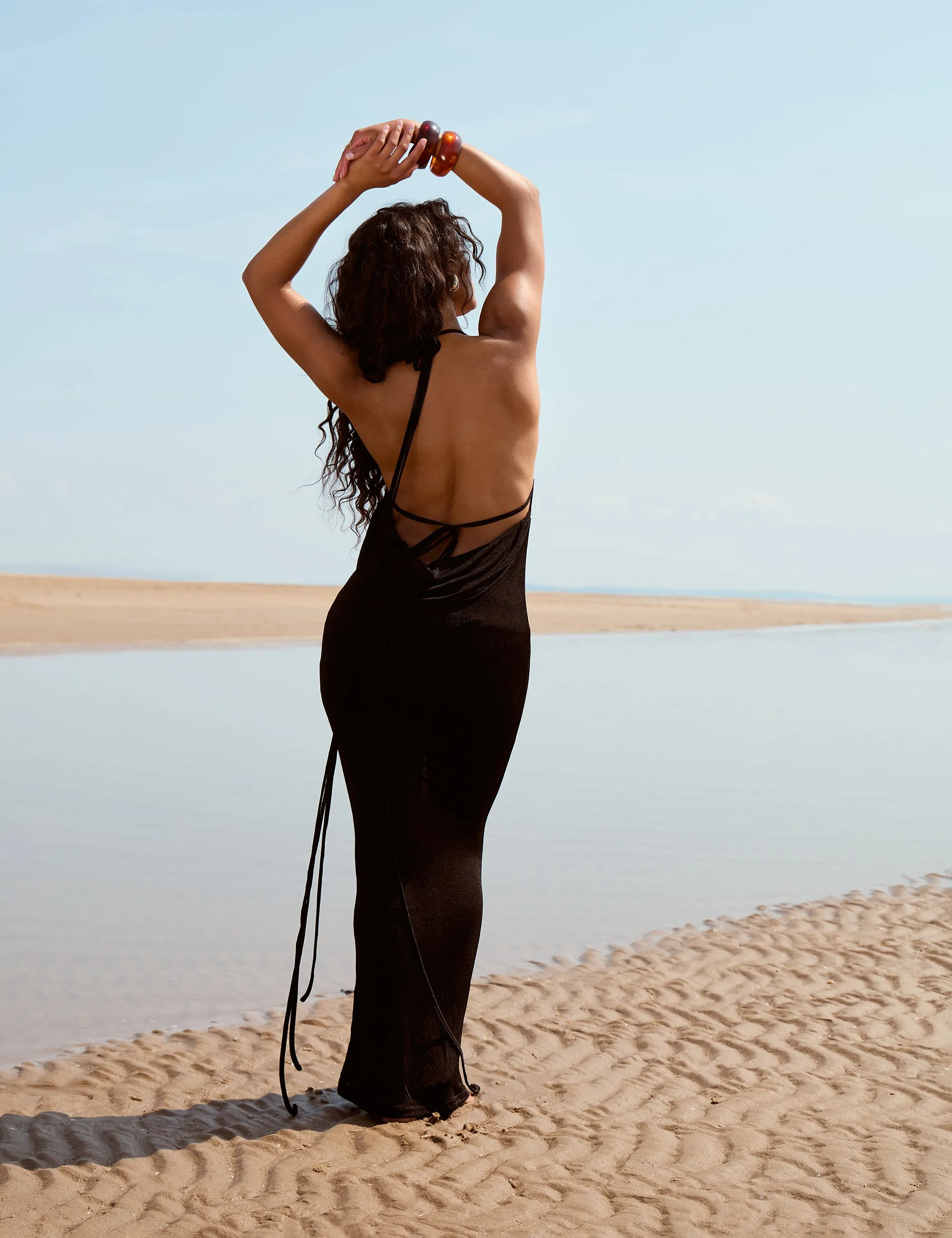 Low Open Back Maxi Dress Black sold by Public Desire