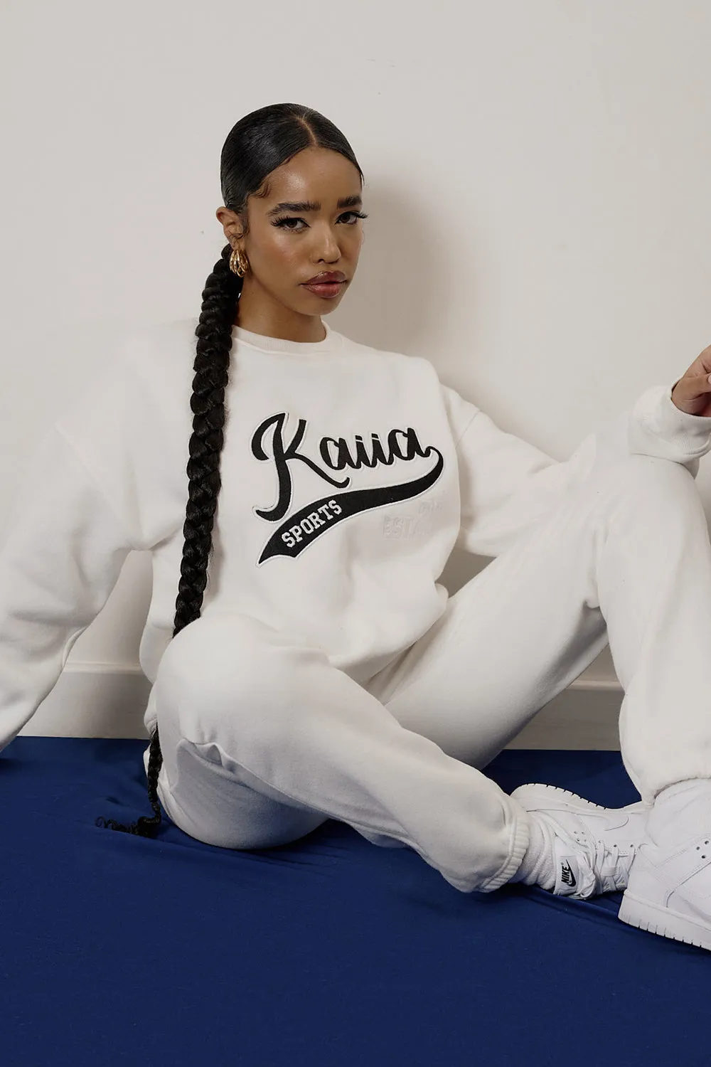 Varsity Embroidery Sweatshirt Ecru sold by Public Desire