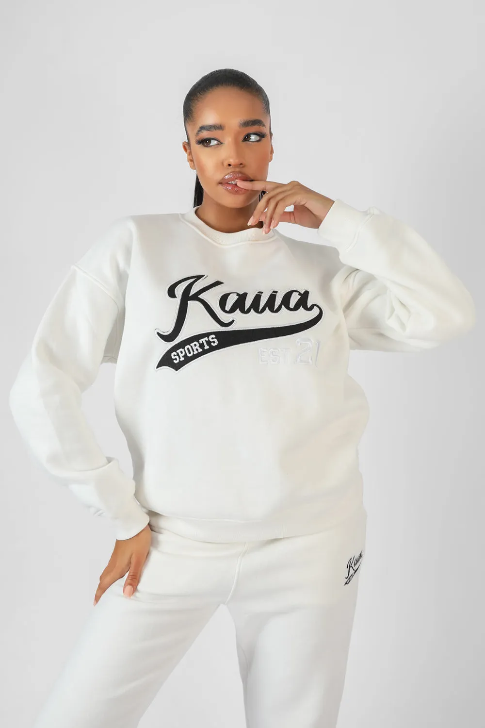Varsity Embroidery Sweatshirt Ecru sold by Public Desire product image thumbnail 3