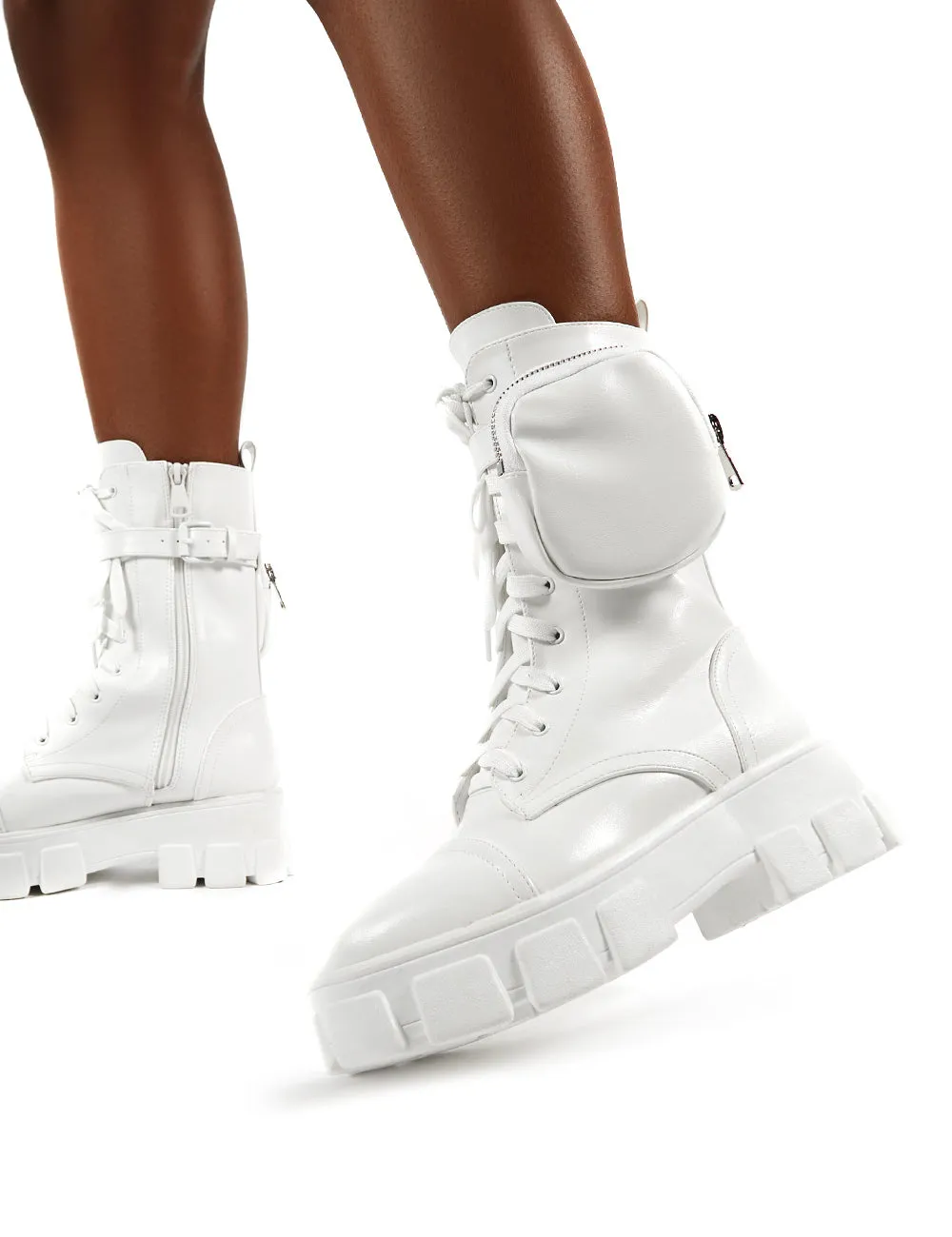 Intention White Chunky Sole Pouch Ankle Boots sold by Public Desire product image thumbnail 3