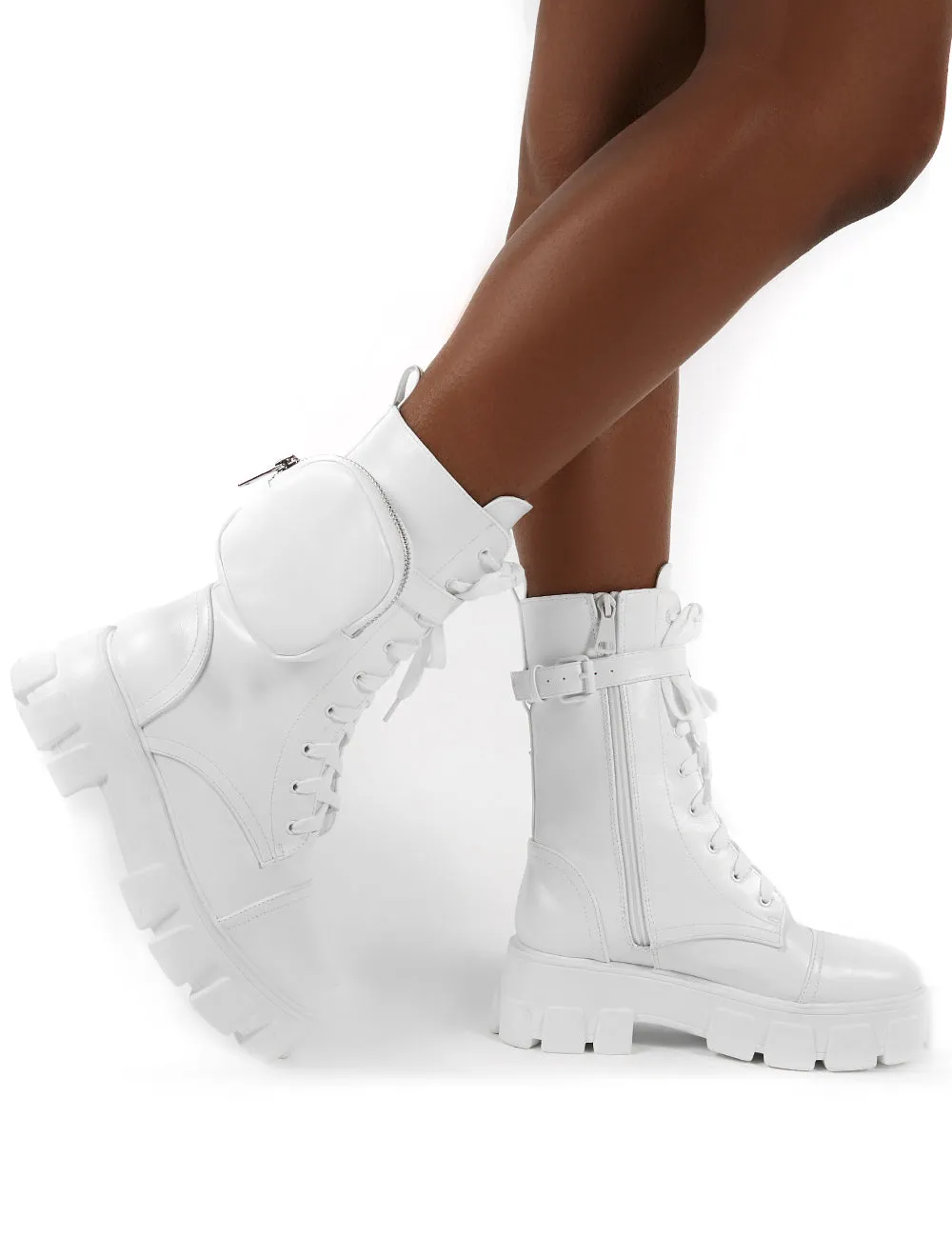 Intention White Chunky Sole Pouch Ankle Boots sold by Public Desire product image thumbnail 4