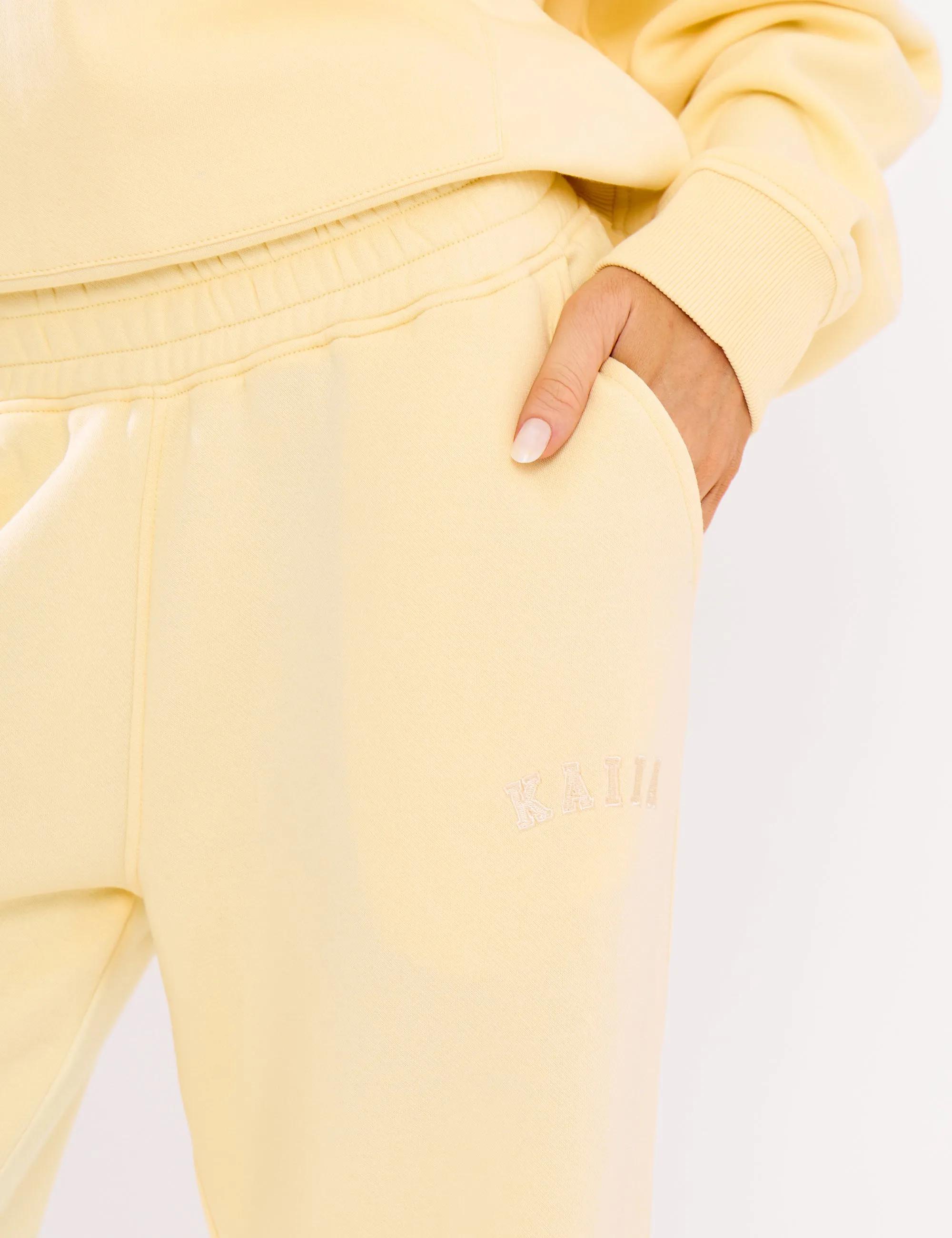 Kaiia Logo Flared Wide Leg Joggers Lemon sold by Public Desire product image thumbnail 2