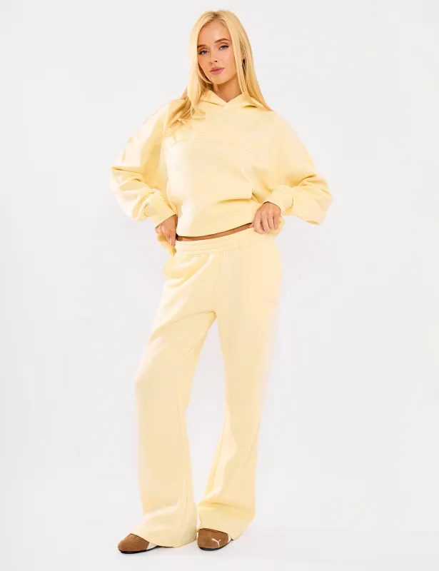 Kaiia Logo Flared Wide Leg Joggers Lemon sold by Public Desire