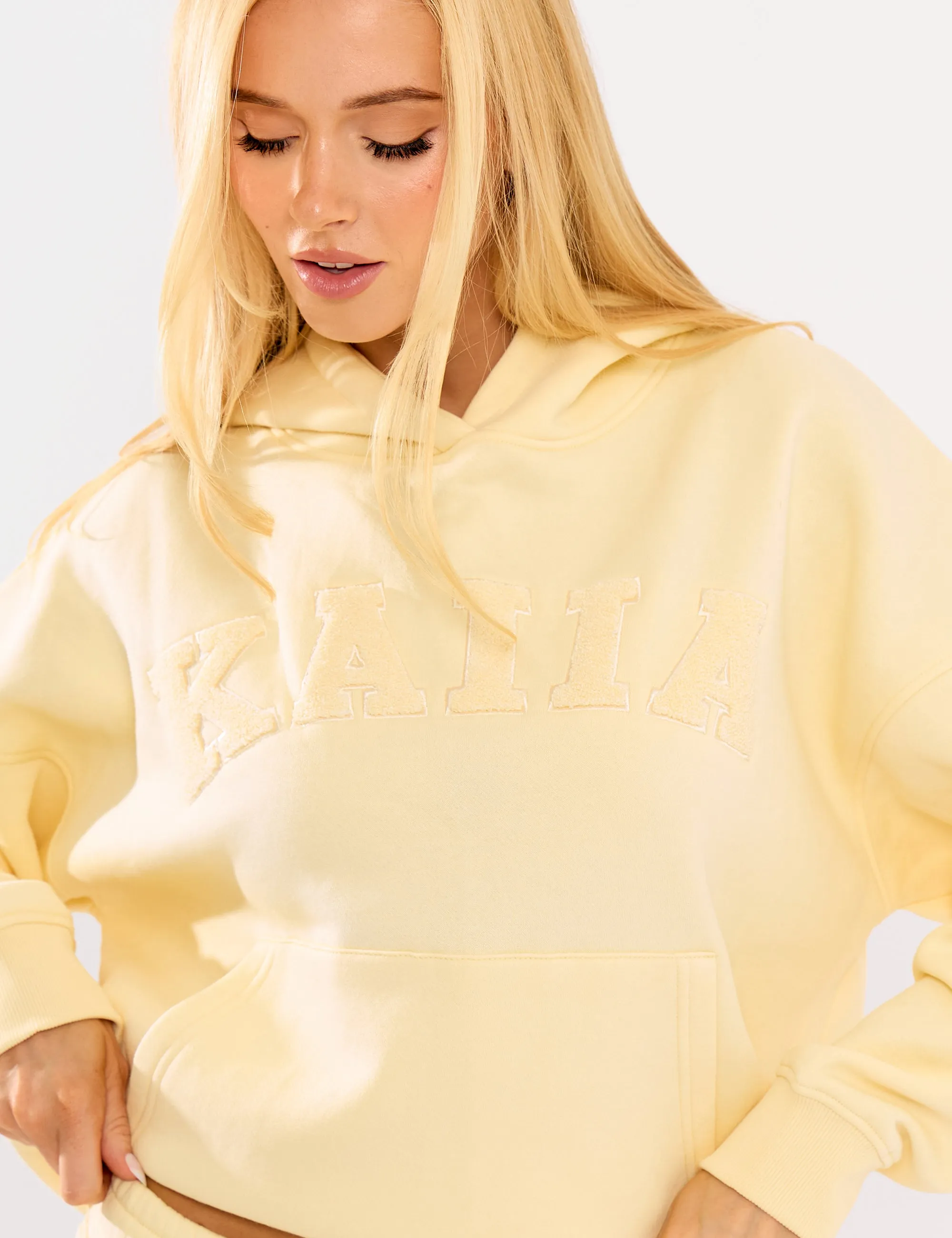 Kaiia Borg Slogan Oversized Hoodie Lemon sold by Public Desire product image thumbnail 4