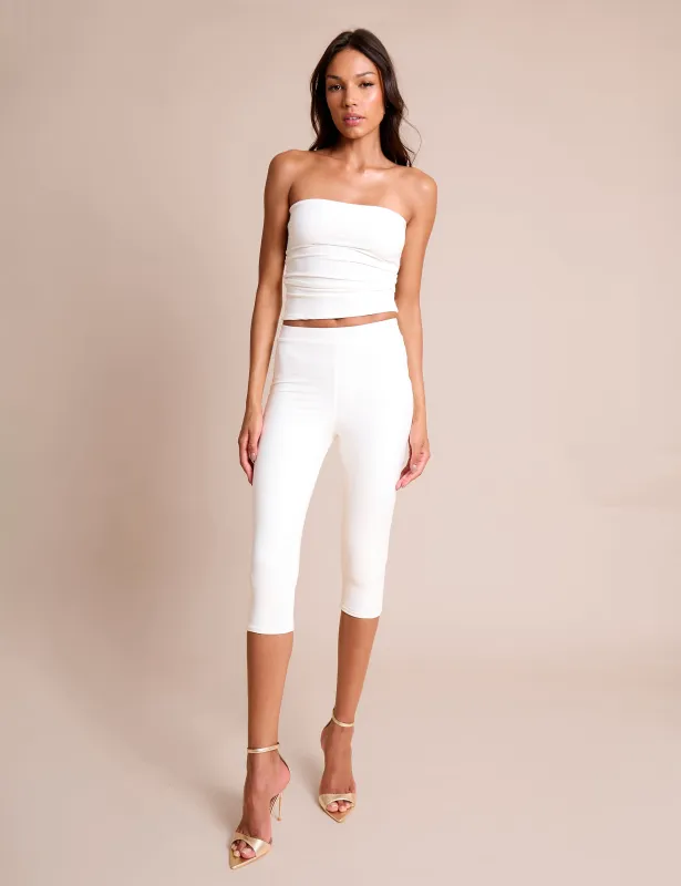 High Waist Luxe Slinky Capri Pants White sold by Public Desire