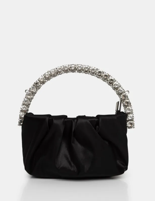 The Aurora Black Pu Diamante Handle Mini Bag sold by Public Desire