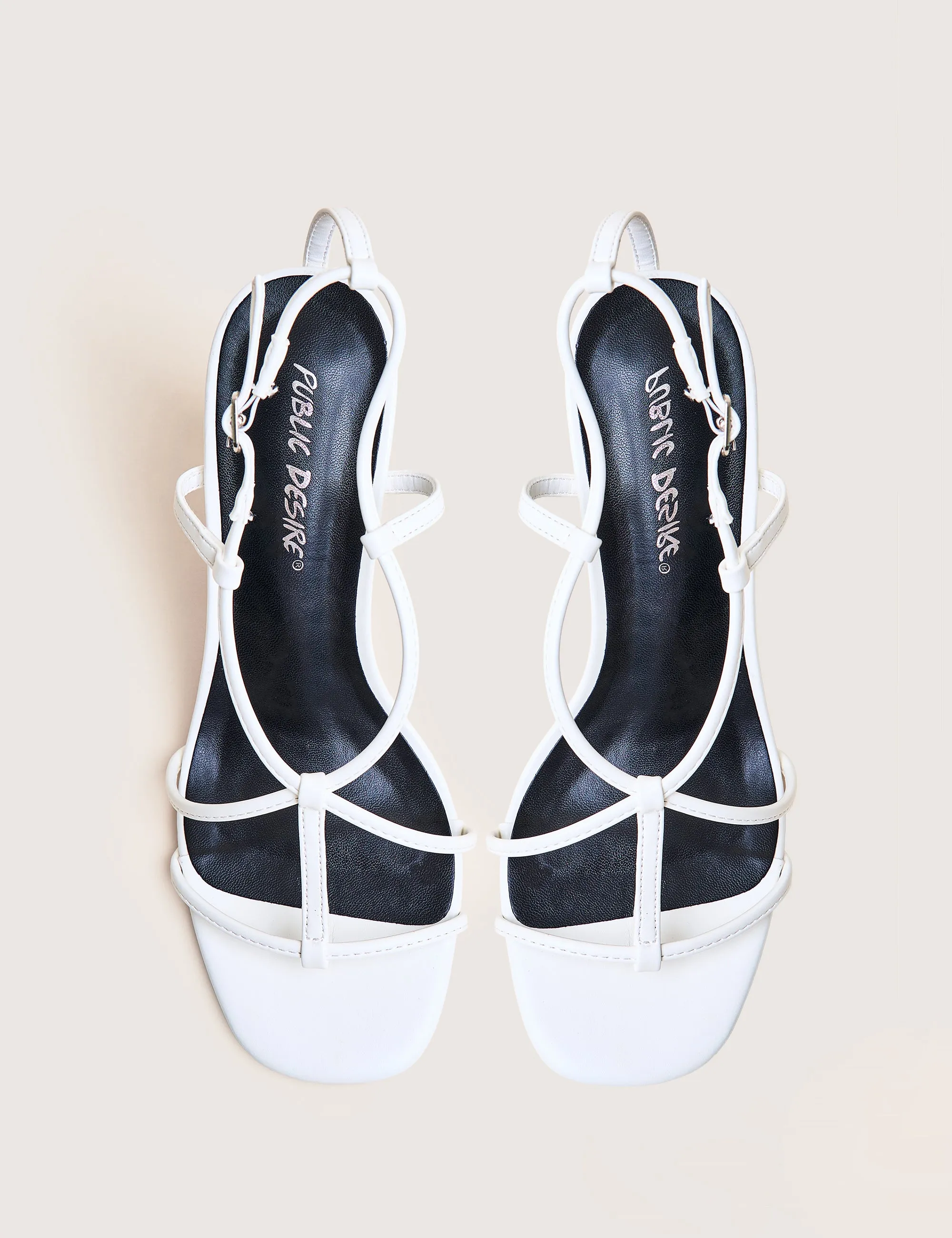 Marie White Pu T Bar Strappy Mid Heels sold by Public Desire product image thumbnail 2