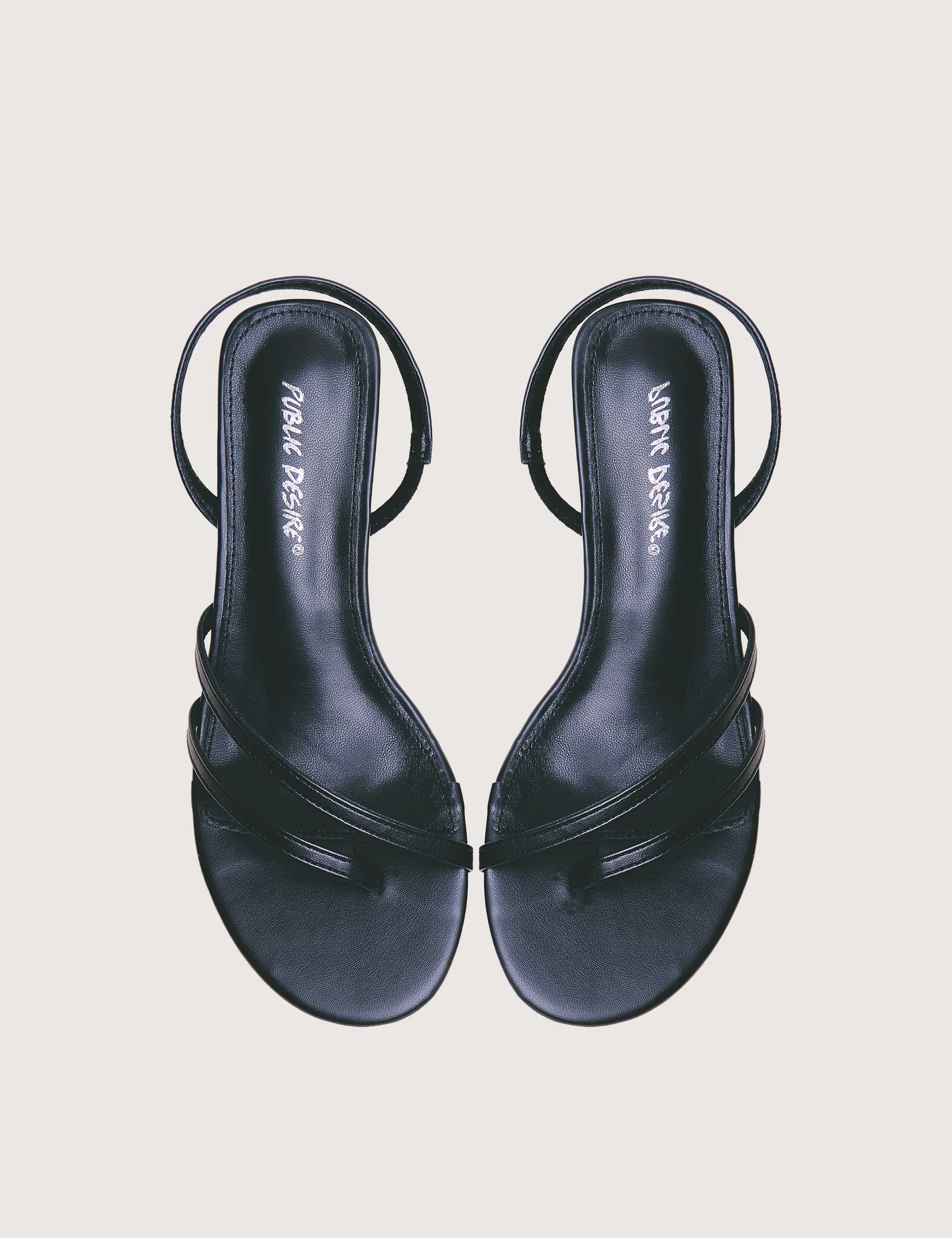 Helios Black Pu Asymmetric Toe Strap Sling Back Mid Heels sold by Public Desire product image thumbnail 3