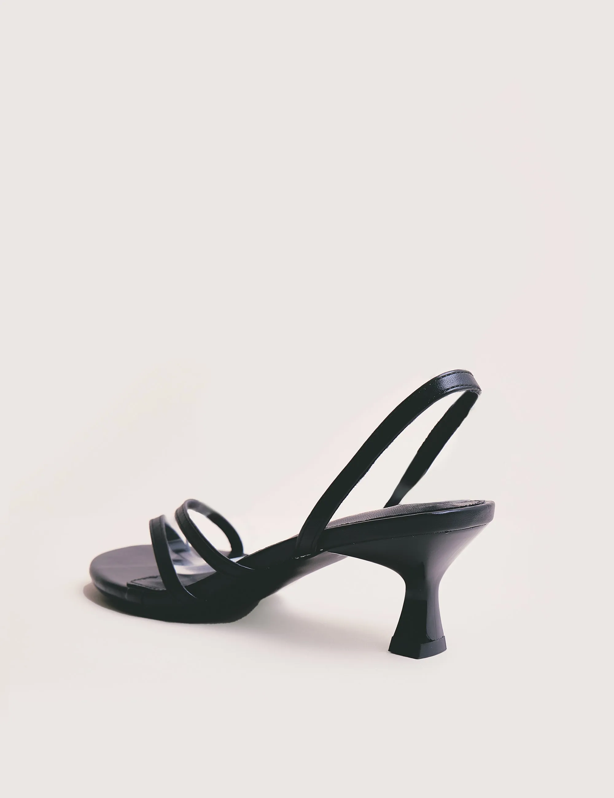 Helios Black Pu Asymmetric Toe Strap Sling Back Mid Heels sold by Public Desire product image thumbnail 4