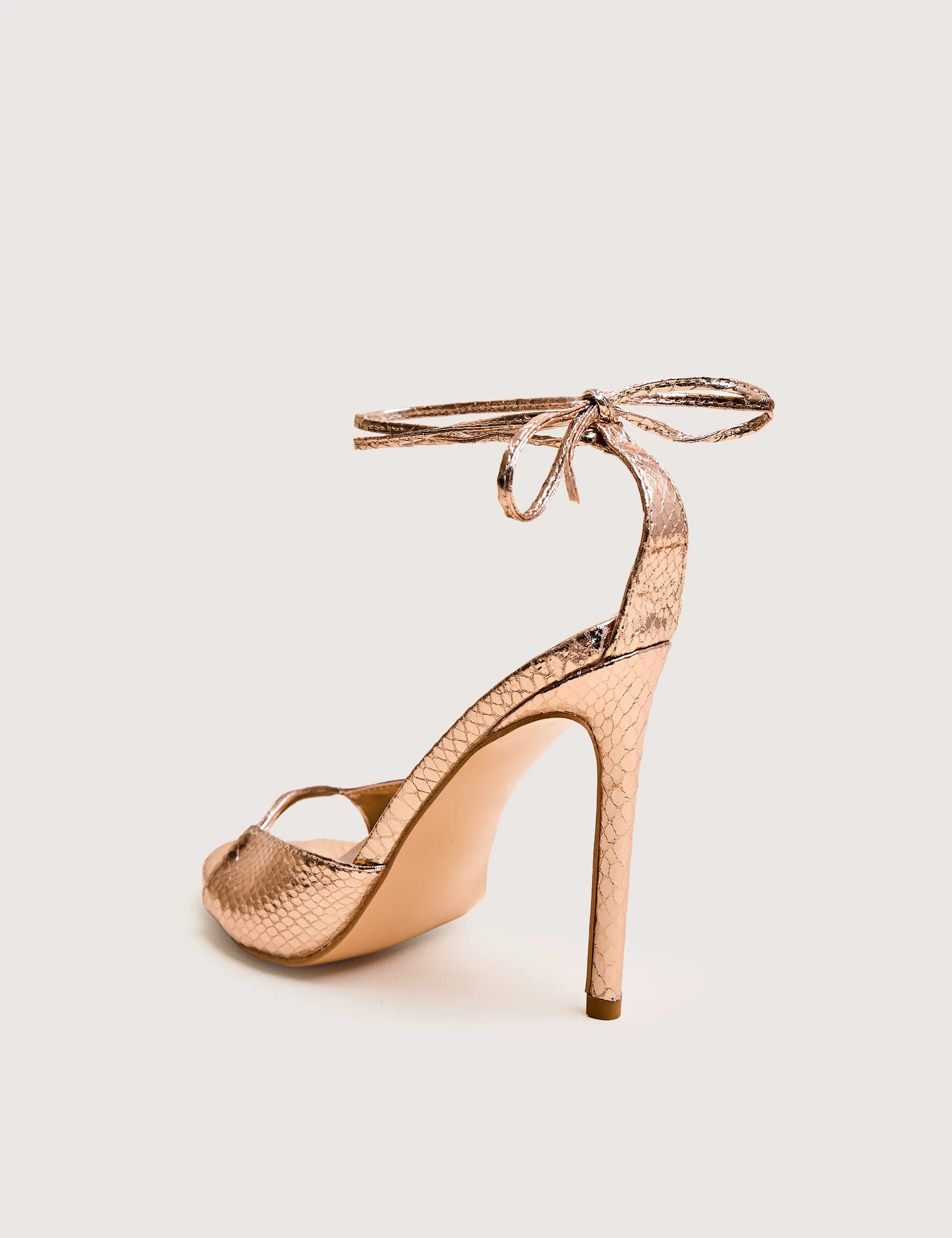 Kalisto Gold Snake Pu Lace Up Round Toe Mid Heels sold by Public Desire product image thumbnail 3