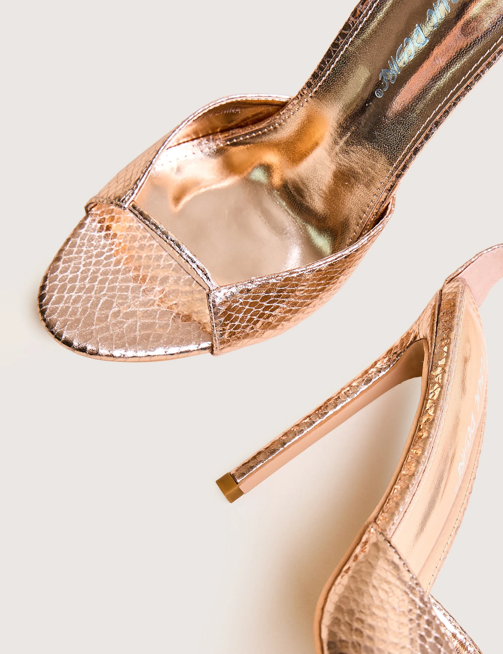 Kalisto Gold Snake Pu Lace Up Round Toe Mid Heels sold by Public Desire product image thumbnail 4