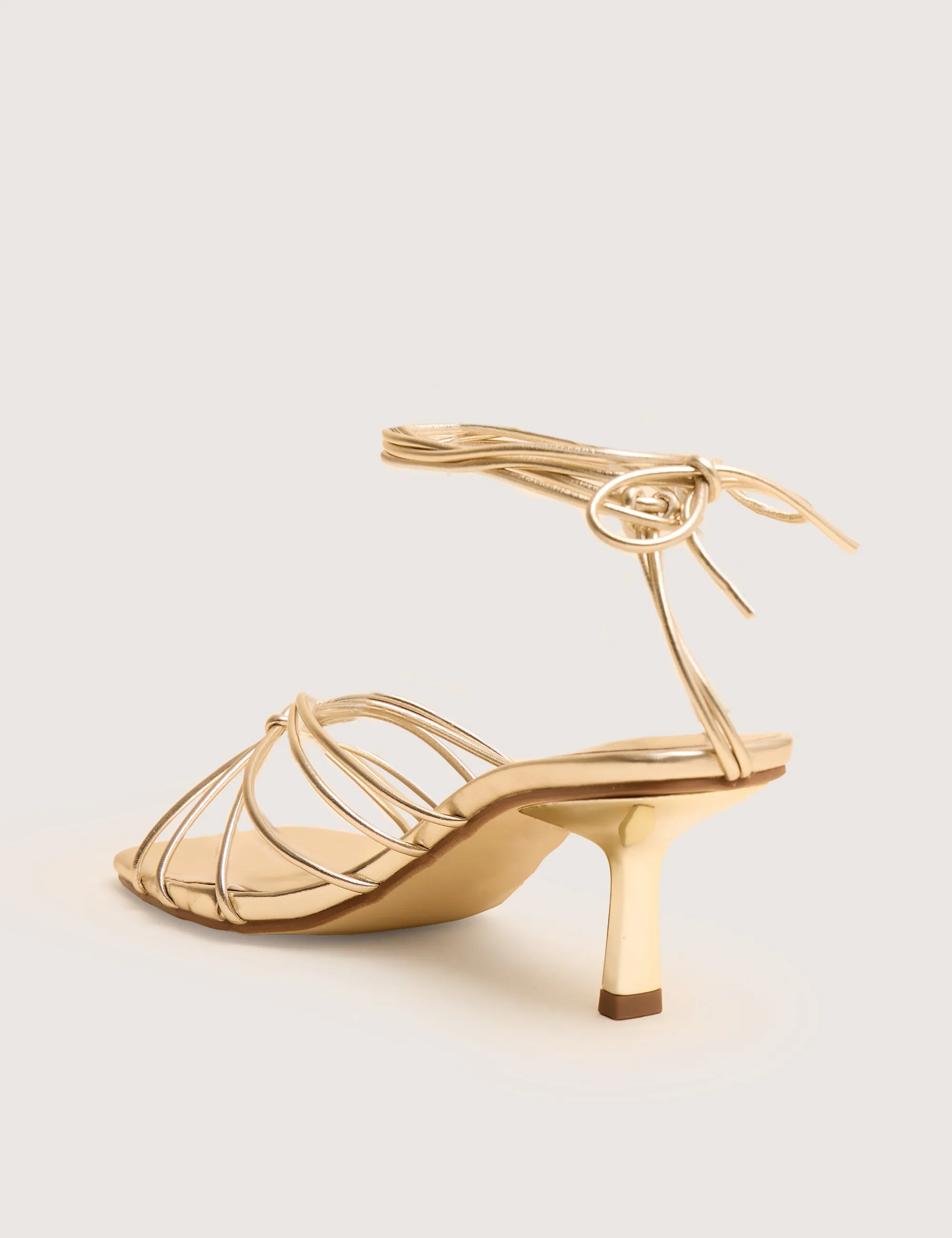 Nora Wide Fit Gold Pu Lace Up Strappy Mid Heels sold by Public Desire product image thumbnail 3