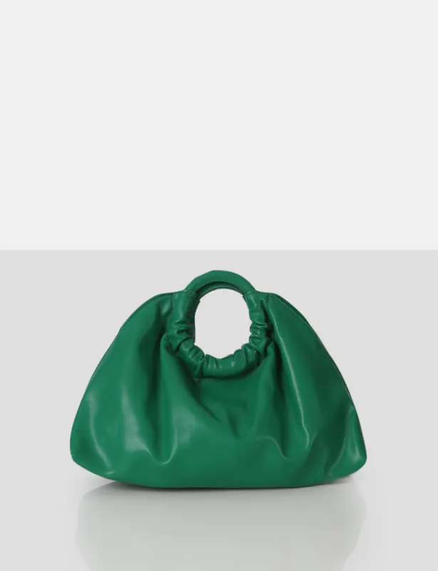 The Darcie Green Round Grab Handle Oversized Clutch Bag sold by Public Desire
