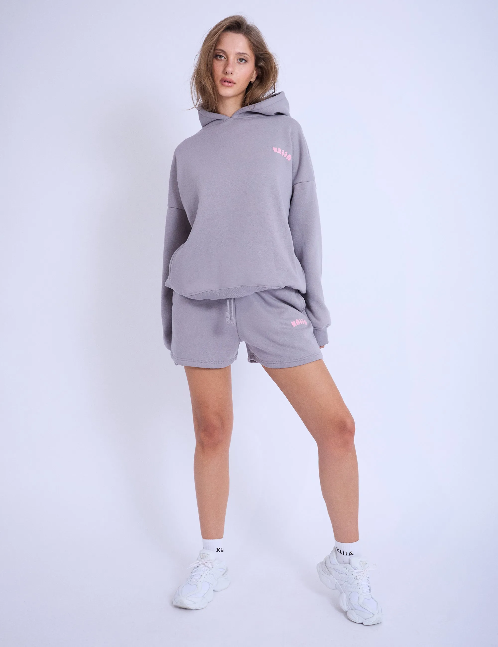 Kaiia Embossed Bubble Logo Oversized Hoodie Slate Grey & Pink sold by Public Desire product image thumbnail 4