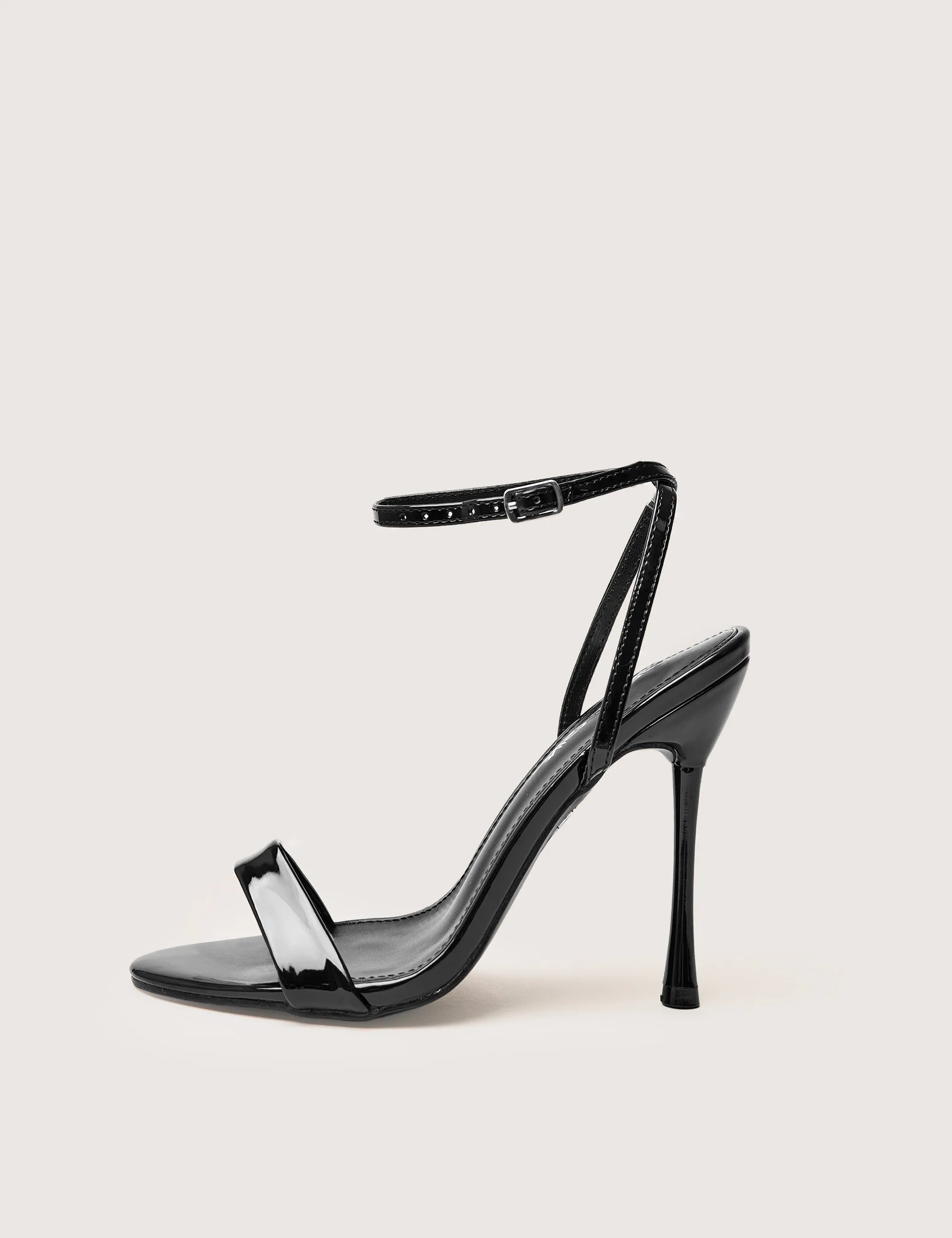 Soho Black Patent Barely There Strappy Stiletto Heels sold by Public Desire