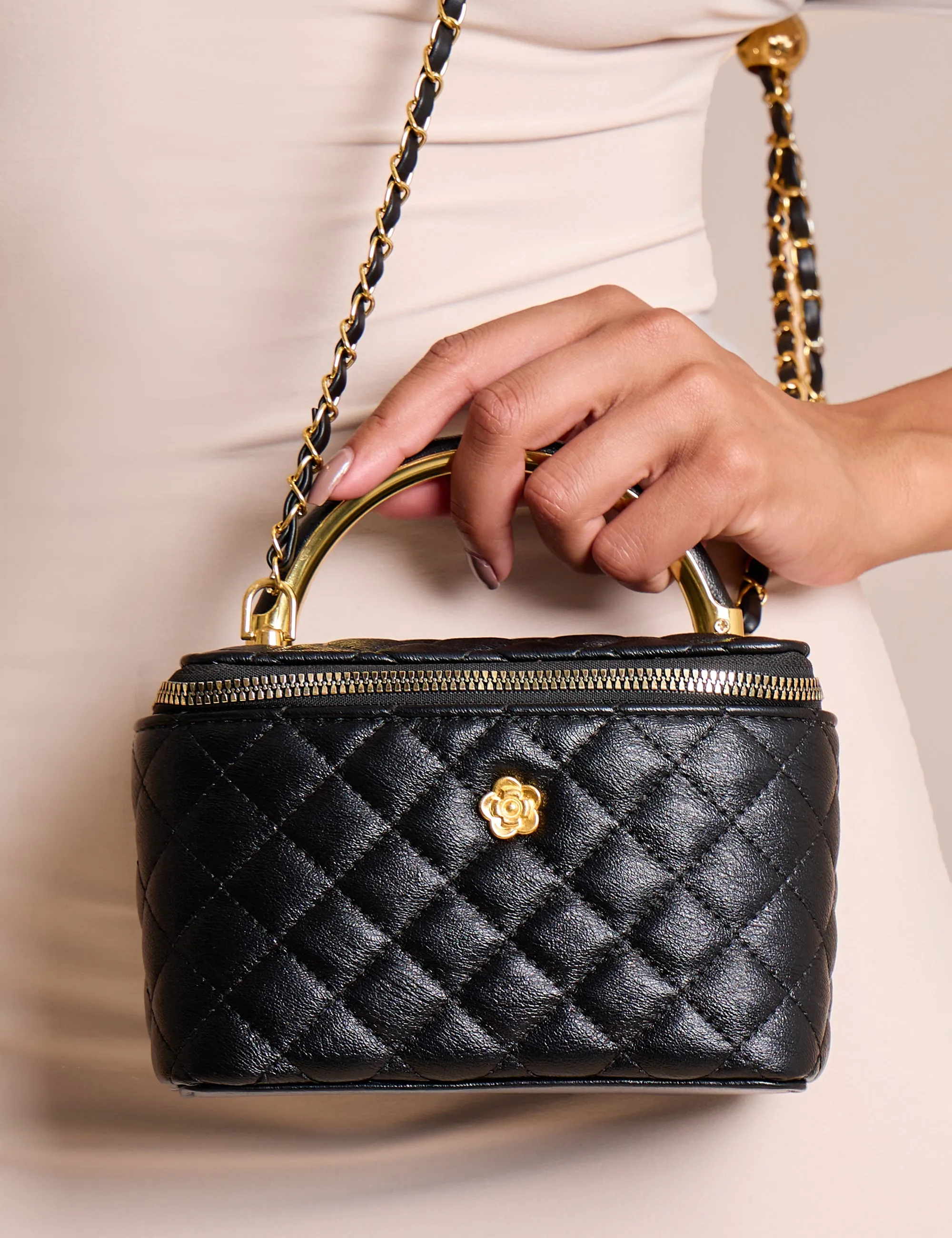 The Florence Top Handle Quilted Vanity Bag Black sold by Public Desire product image thumbnail 2