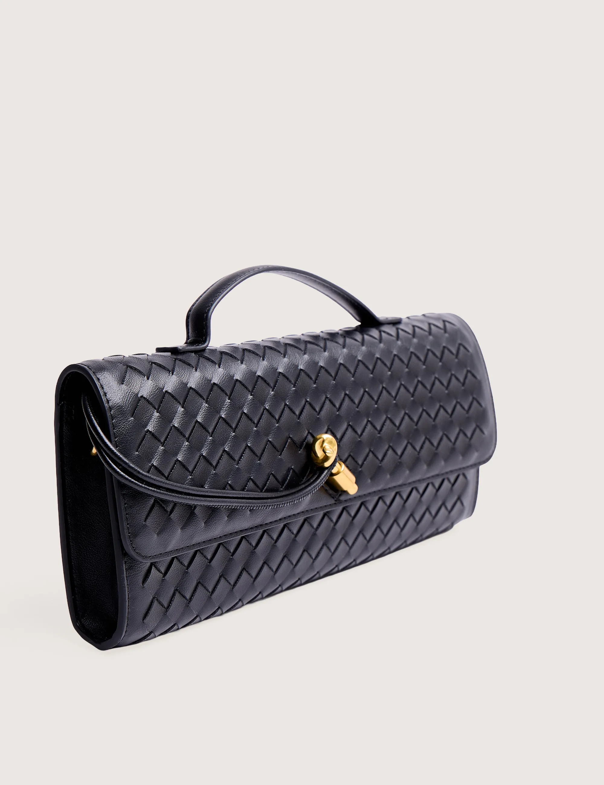 The Rose Metallic Black Weave Rectangle Clutch Bag sold by Public Desire product image thumbnail 3