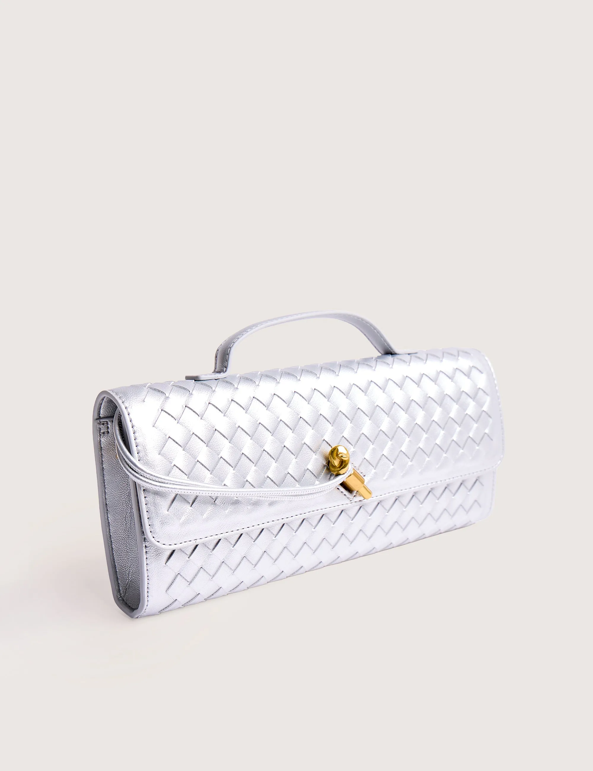 The Rose Metallic Silver Weave Rectangle Clutch Bag sold by Public Desire product image thumbnail 2