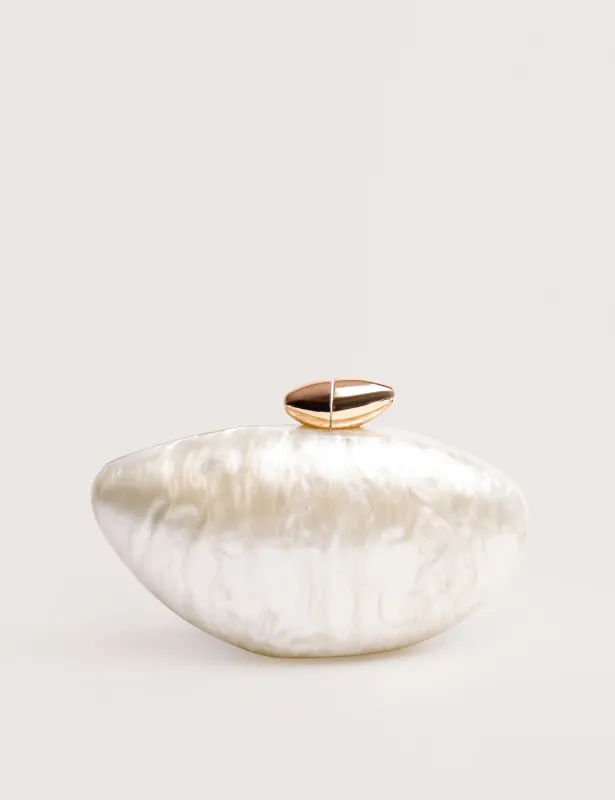 Violet Cream Marble Oval Clutch Bag Cream sold by Public Desire