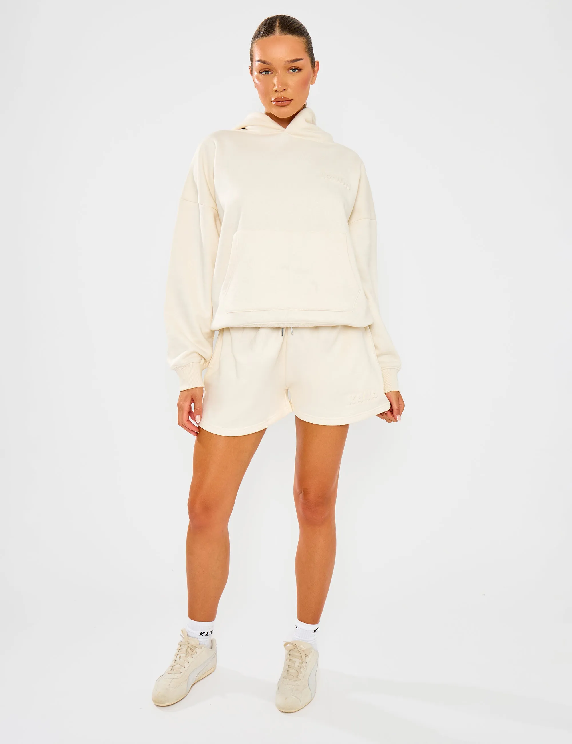 Kaiia Embossed Bubble Logo Oversized Hoodie Almond Milk sold by Public Desire product image thumbnail 4