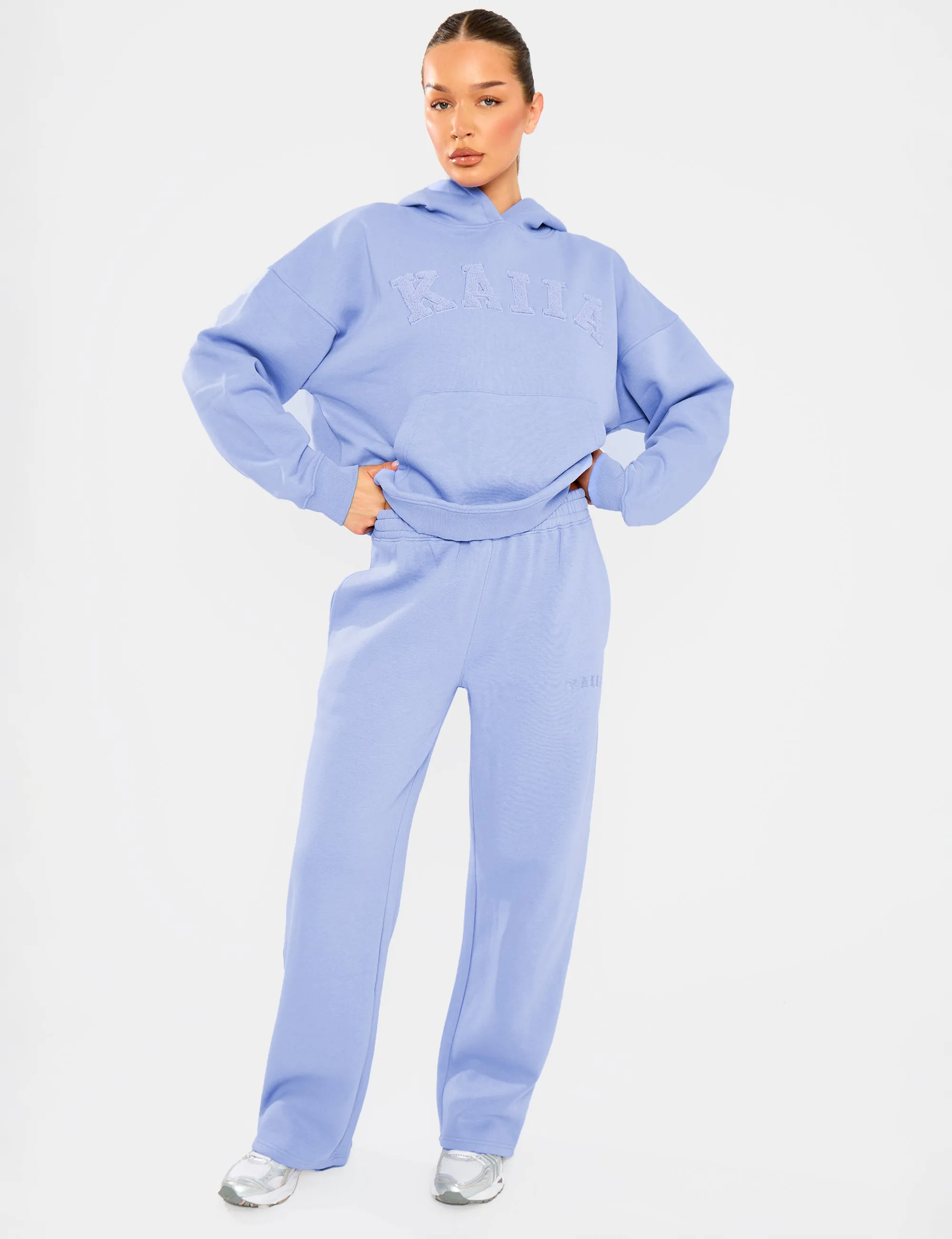 Kaiia Borg Slogan Oversized Hoodie Cornflower Blue sold by Public Desire product image thumbnail 4