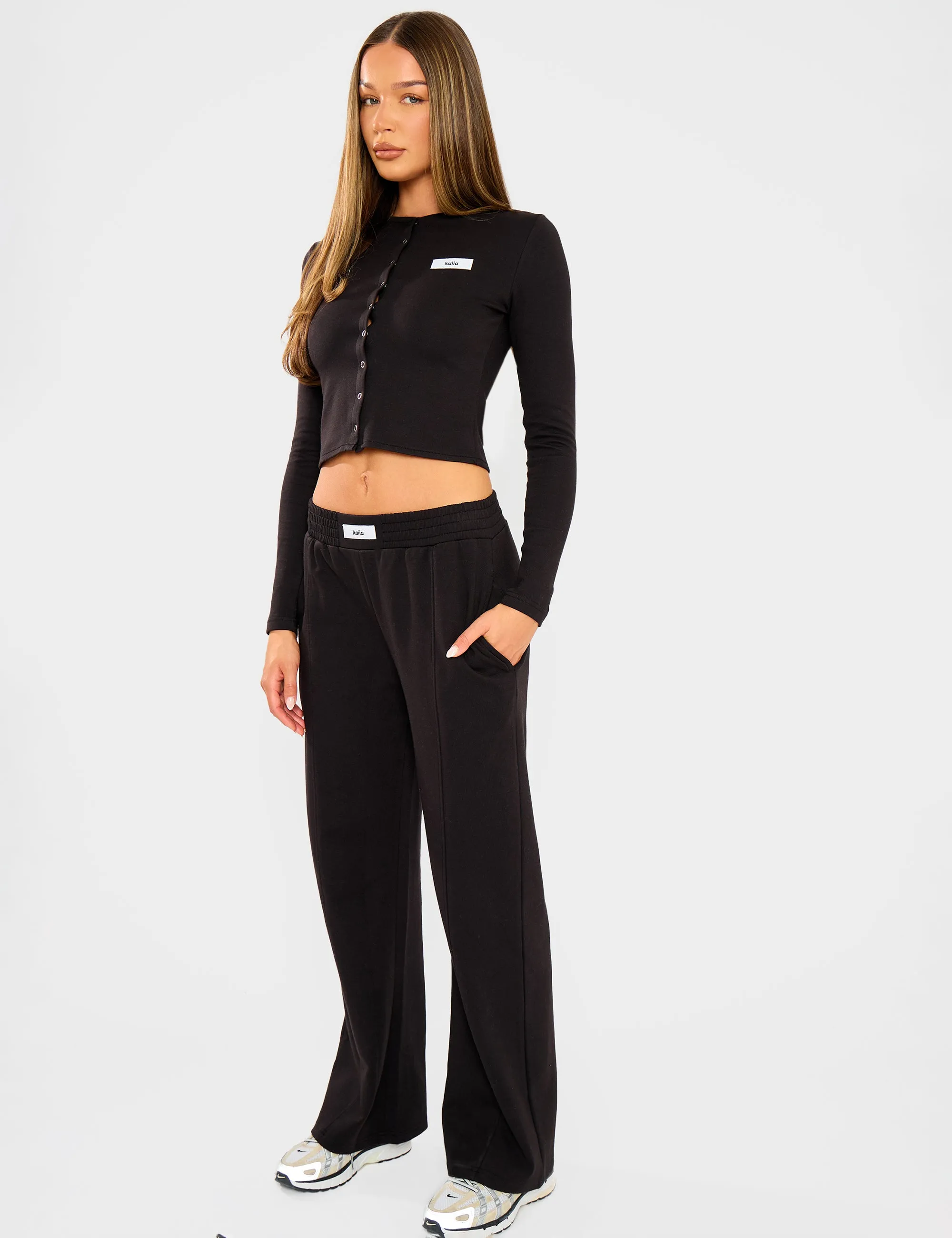 Kaiia Label Logo Premium Interlock Long Sleeve Top Black sold by Public Desire product image thumbnail 3