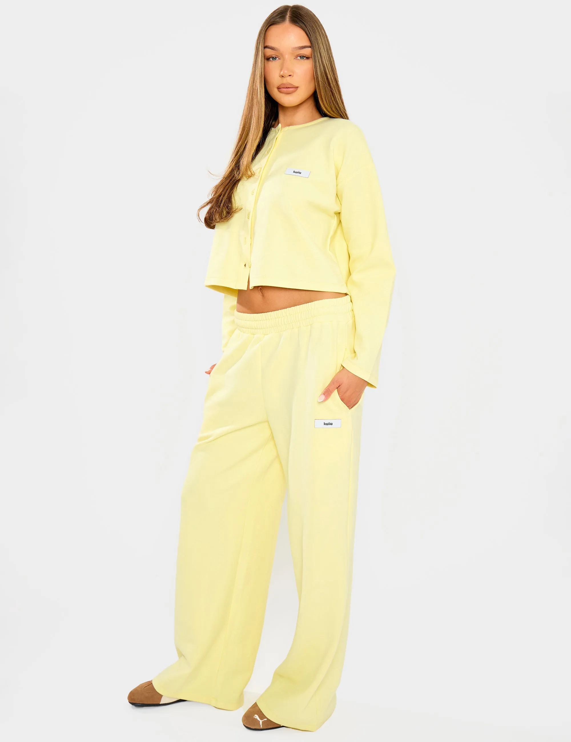 Kaiia Label Logo Premium Interlock Button Up Boxy T-Shirt Yellow sold by Public Desire product image thumbnail 4