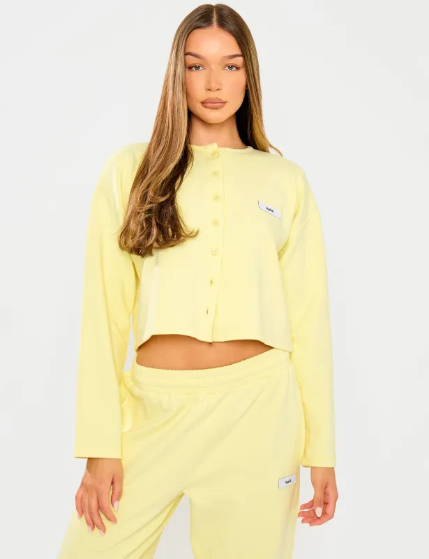 Kaiia Label Logo Premium Interlock Button Up Boxy T-Shirt Yellow sold by Public Desire