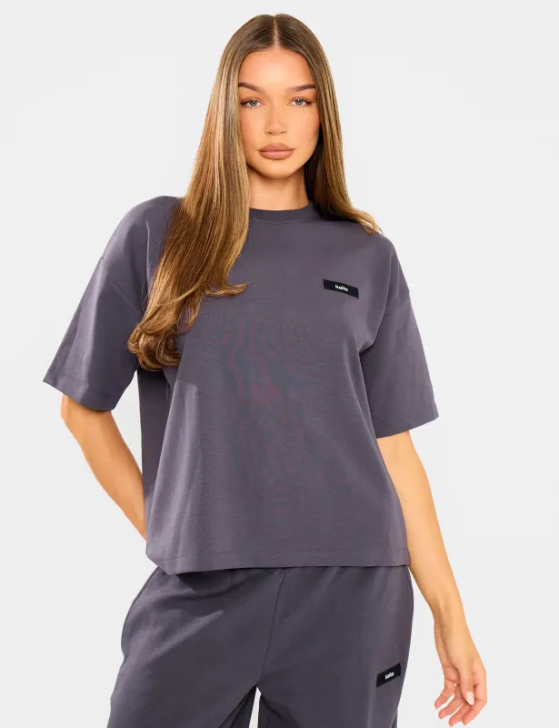 Kaiia Interlock Boxy T-Shirt Midnight Charcoal sold by Public Desire