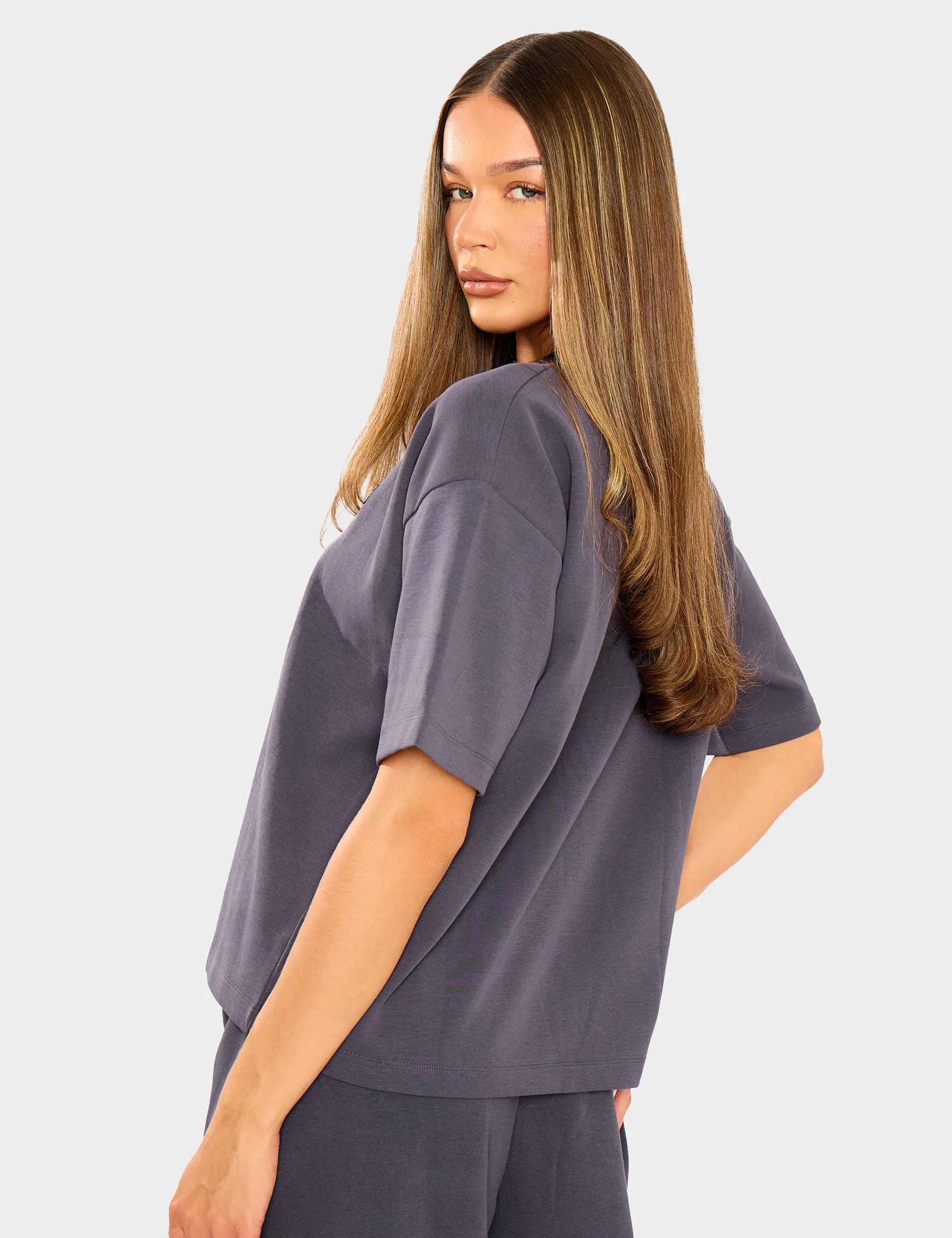Kaiia Interlock Boxy T-Shirt Midnight Charcoal sold by Public Desire product image thumbnail 2