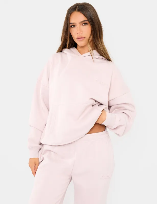 Kaiia Embossed Logo Oversized Hoodie Pale Dusty Lilac sold by Public Desire