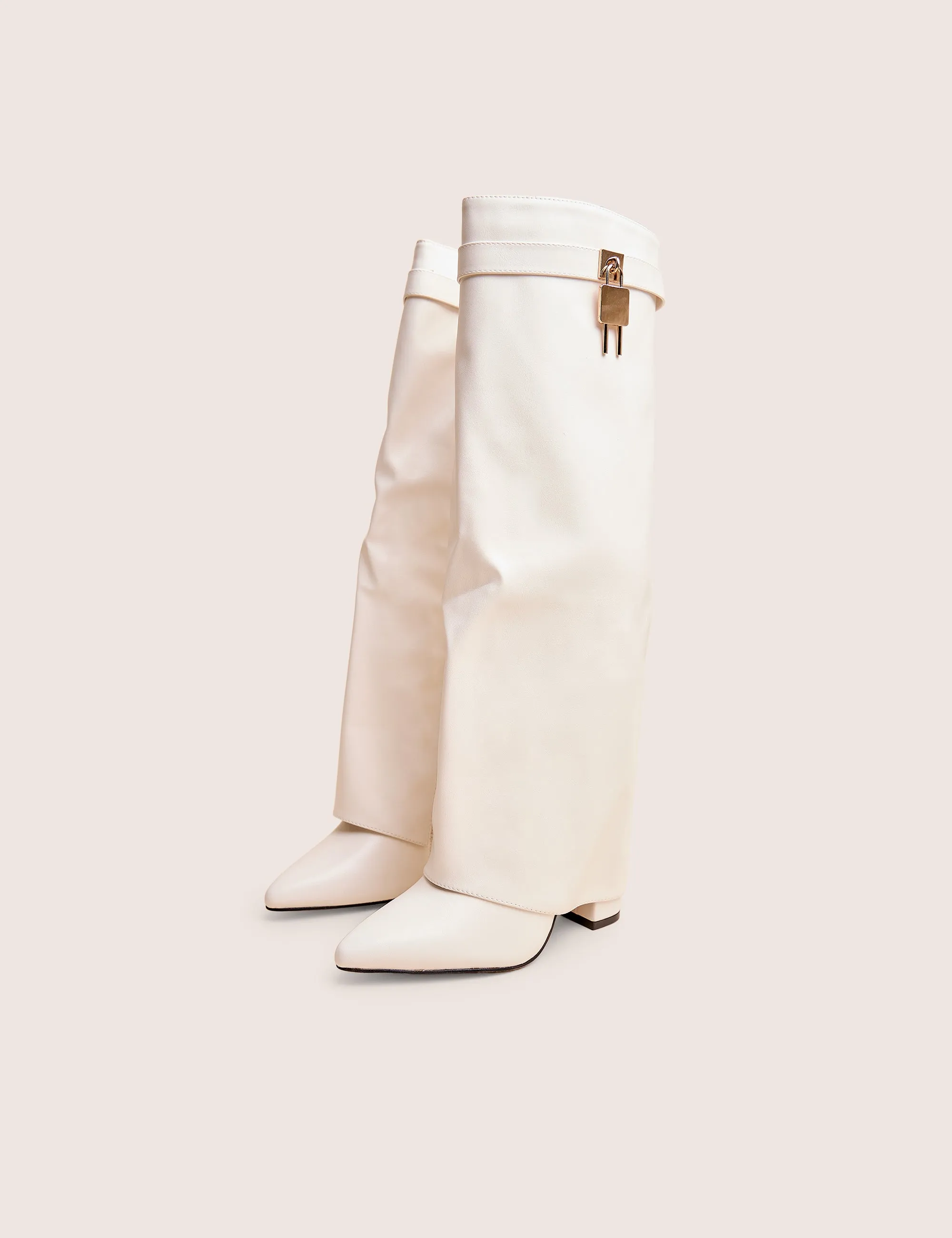 Reese White Fold Over Pu Knee High Boots sold by Public Desire product image thumbnail 2