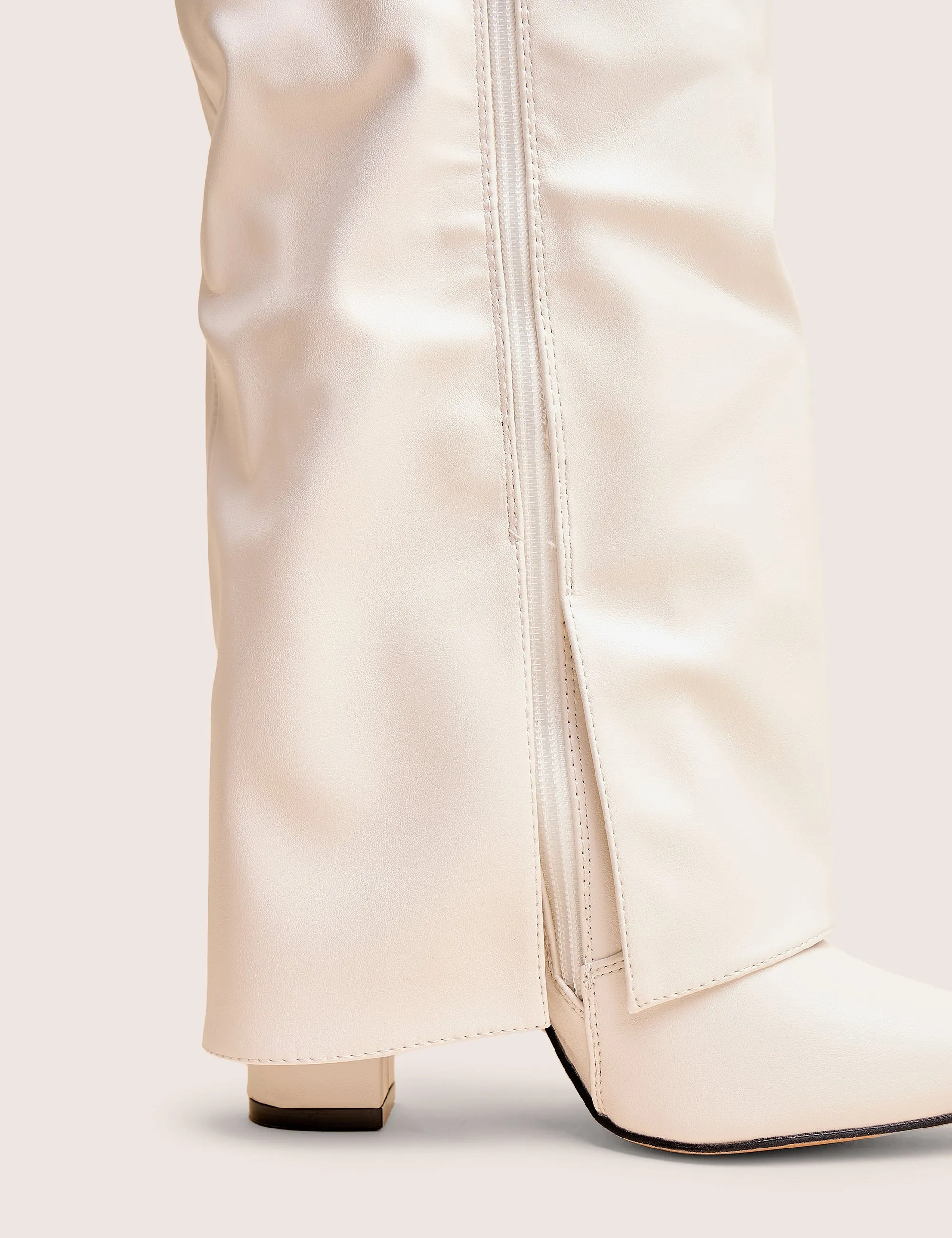 Reese White Fold Over Pu Knee High Boots sold by Public Desire product image thumbnail 4