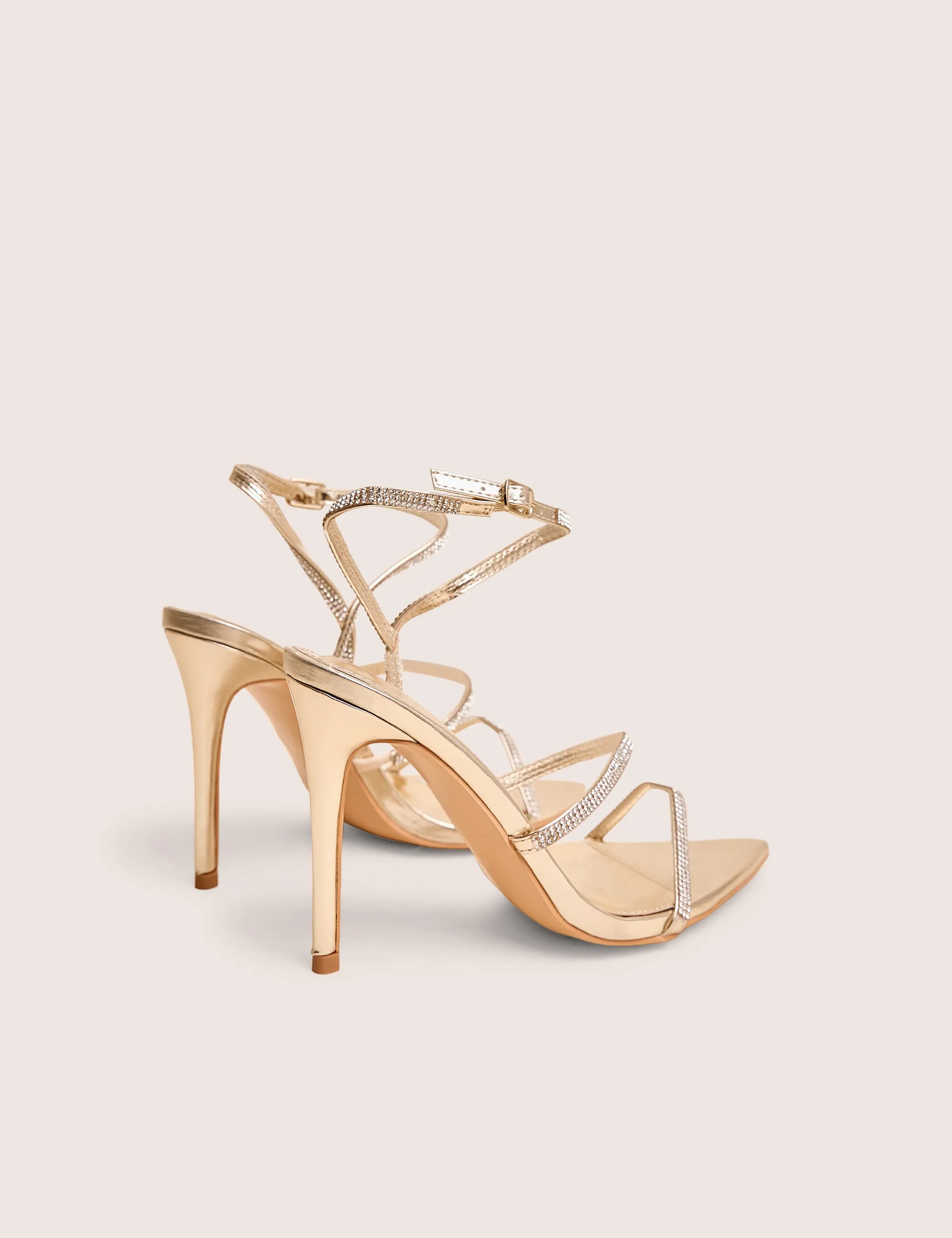 Seductive Gold Mirror Pu Diamante Strap Pointed Toe Stiletto High Heels sold by Public Desire product image thumbnail 3