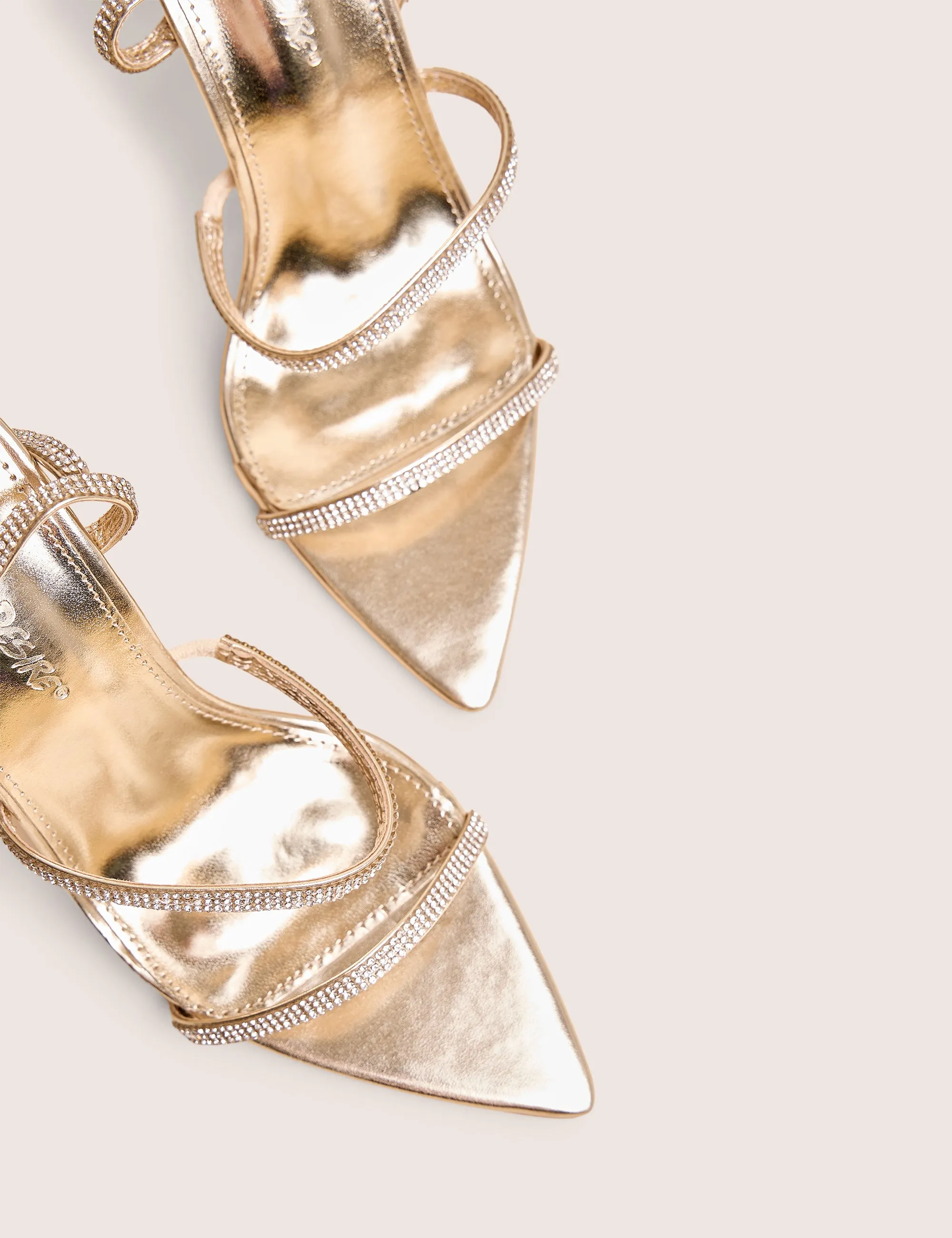 Seductive Gold Mirror Pu Diamante Strap Pointed Toe Stiletto High Heels sold by Public Desire product image thumbnail 4