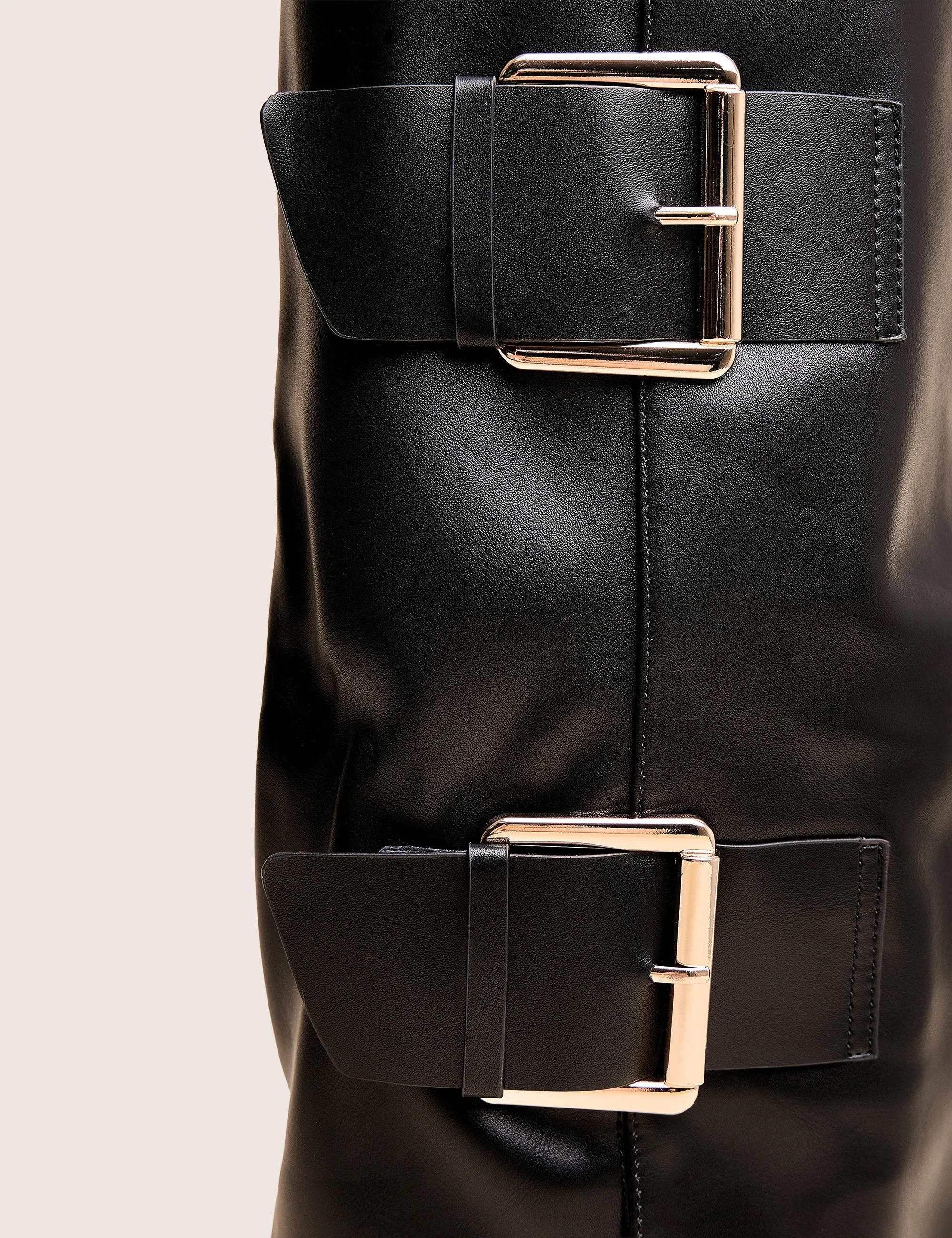 River Black Double Buckle Detail Pu High Knee Boots sold by Public Desire product image thumbnail 4