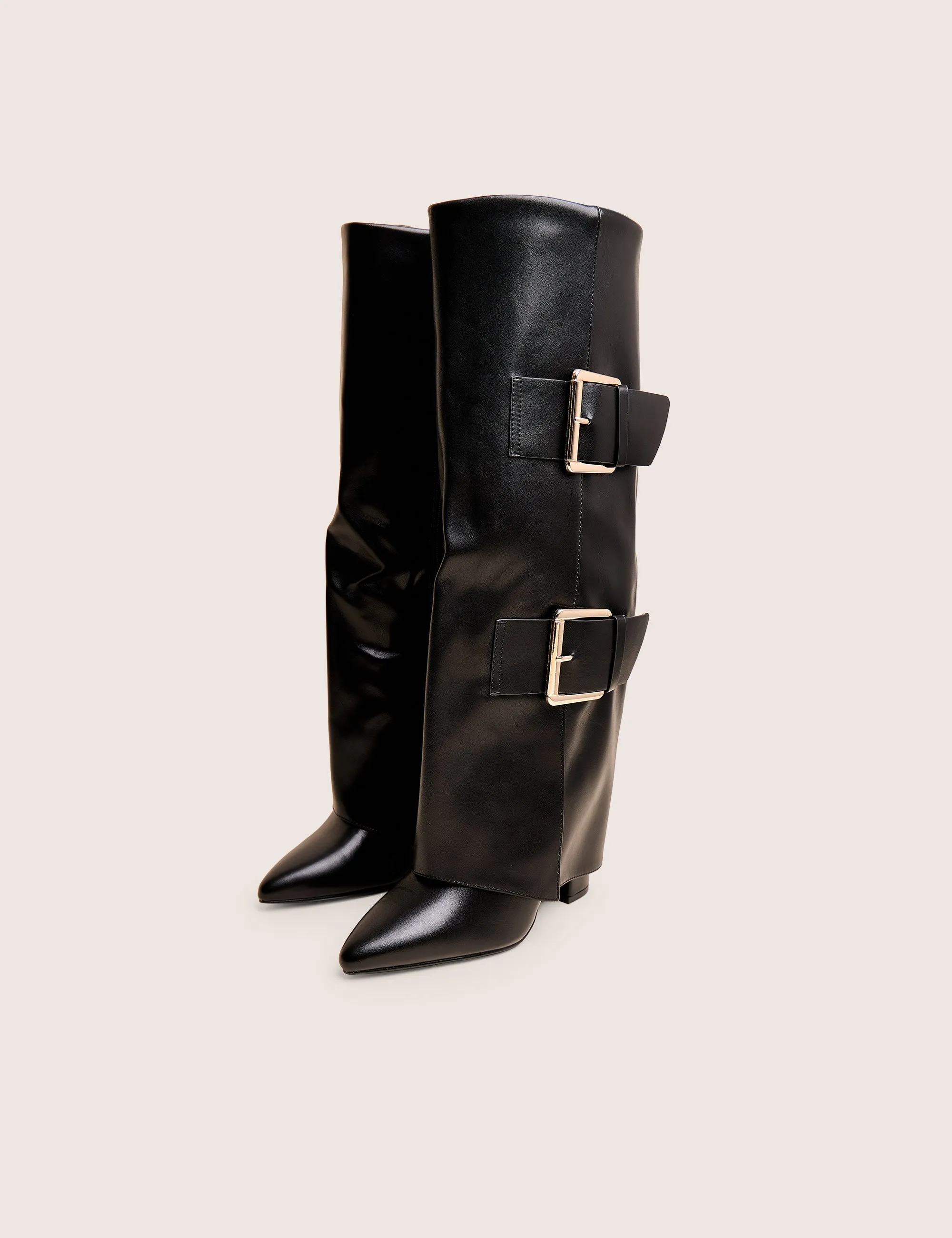 River Black Double Buckle Detail Pu High Knee Boots sold by Public Desire product image thumbnail 2