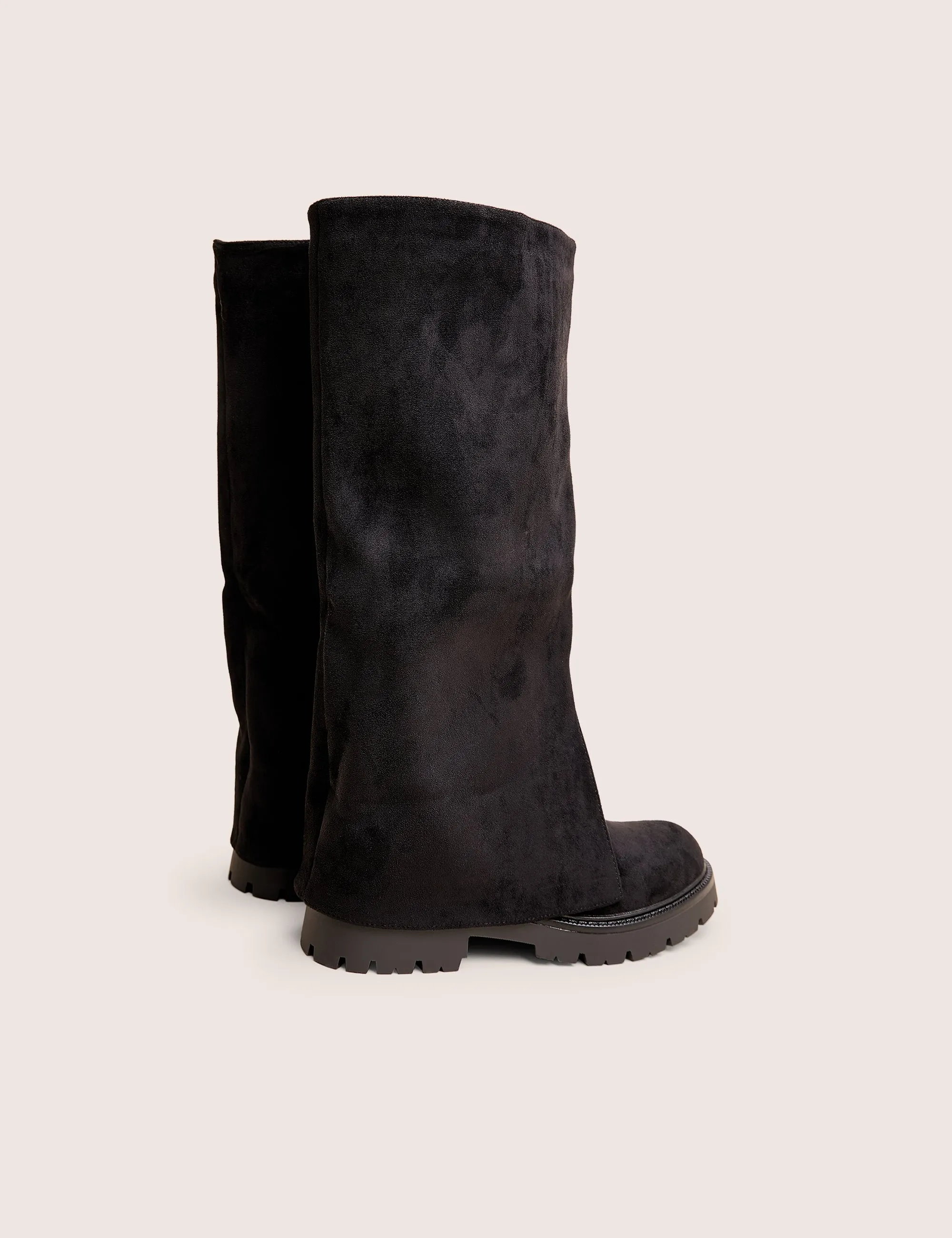 Dusty Black Chunky Sole Faux Suede Fold Over Boots sold by Public Desire product image thumbnail 3
