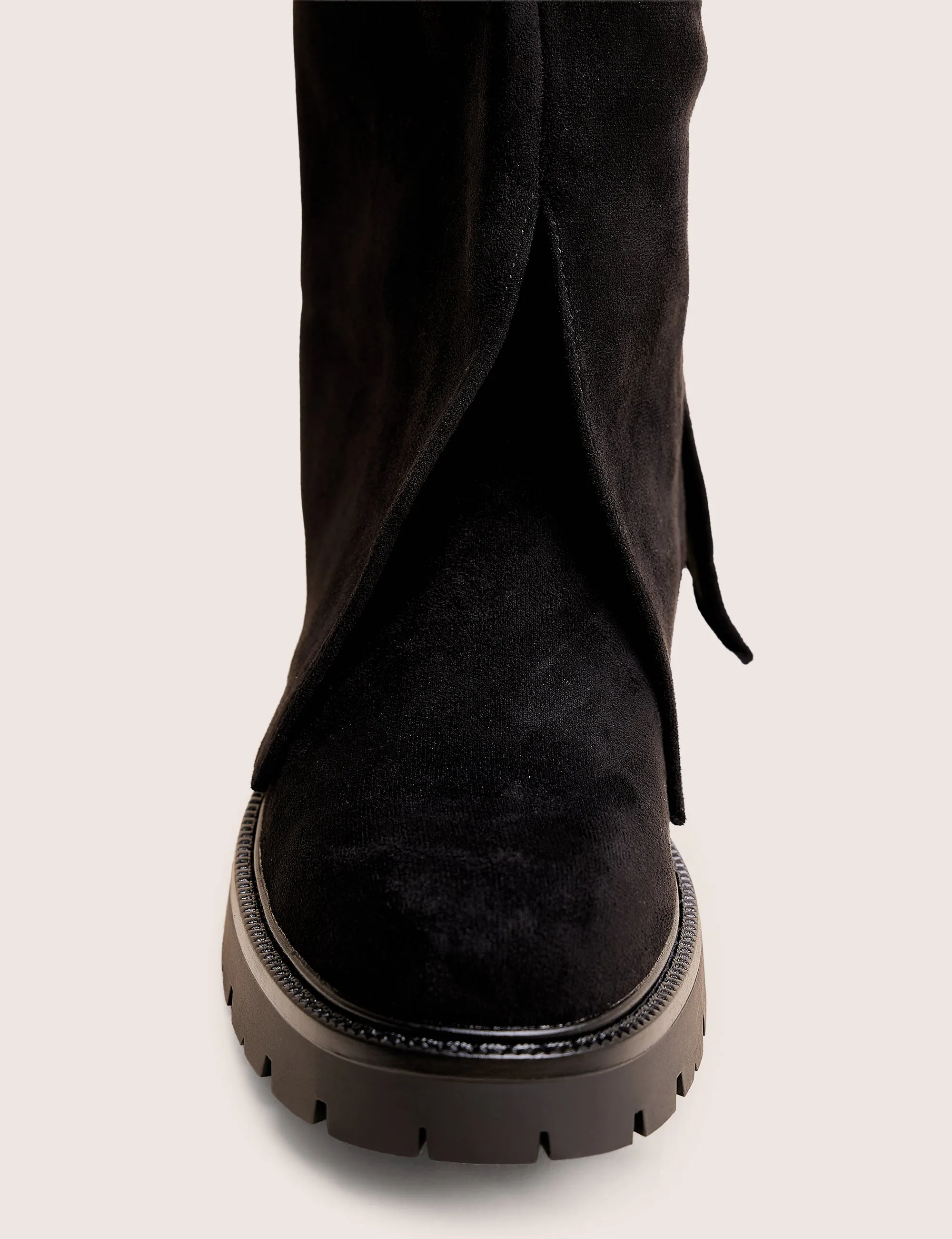 Dusty Black Chunky Sole Faux Suede Fold Over Boots sold by Public Desire product image thumbnail 4